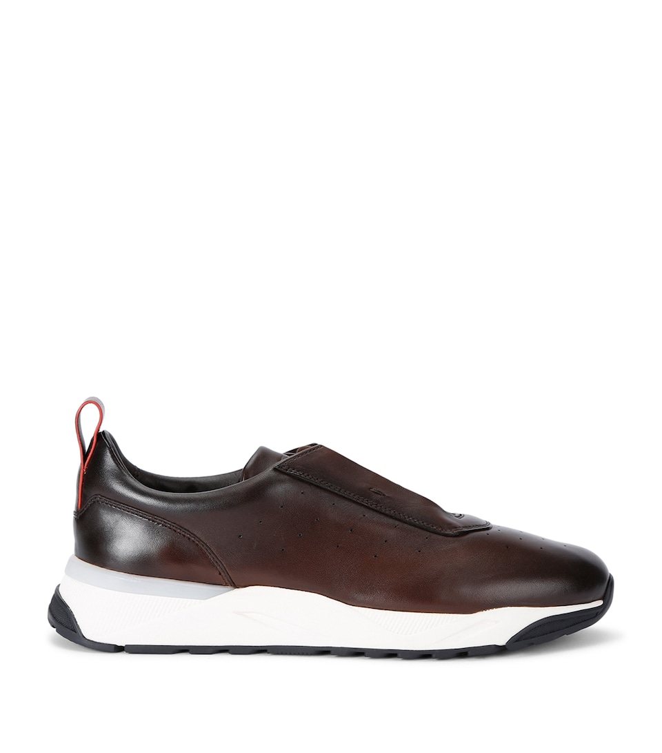Santoni Leather Innova Sneakers Dark Brown