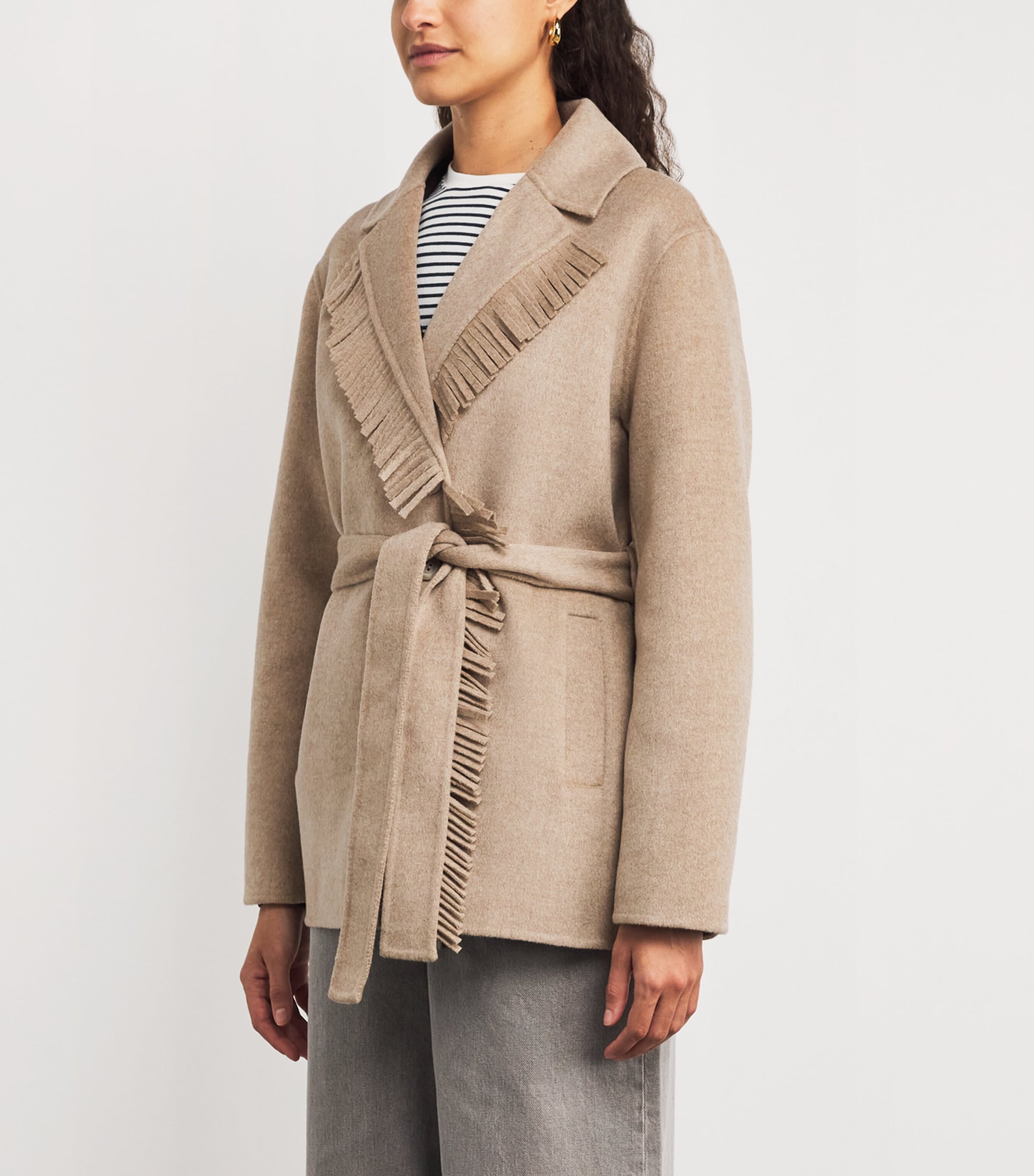 Wool-Blend Fringe Jacket BEIGE Image 3