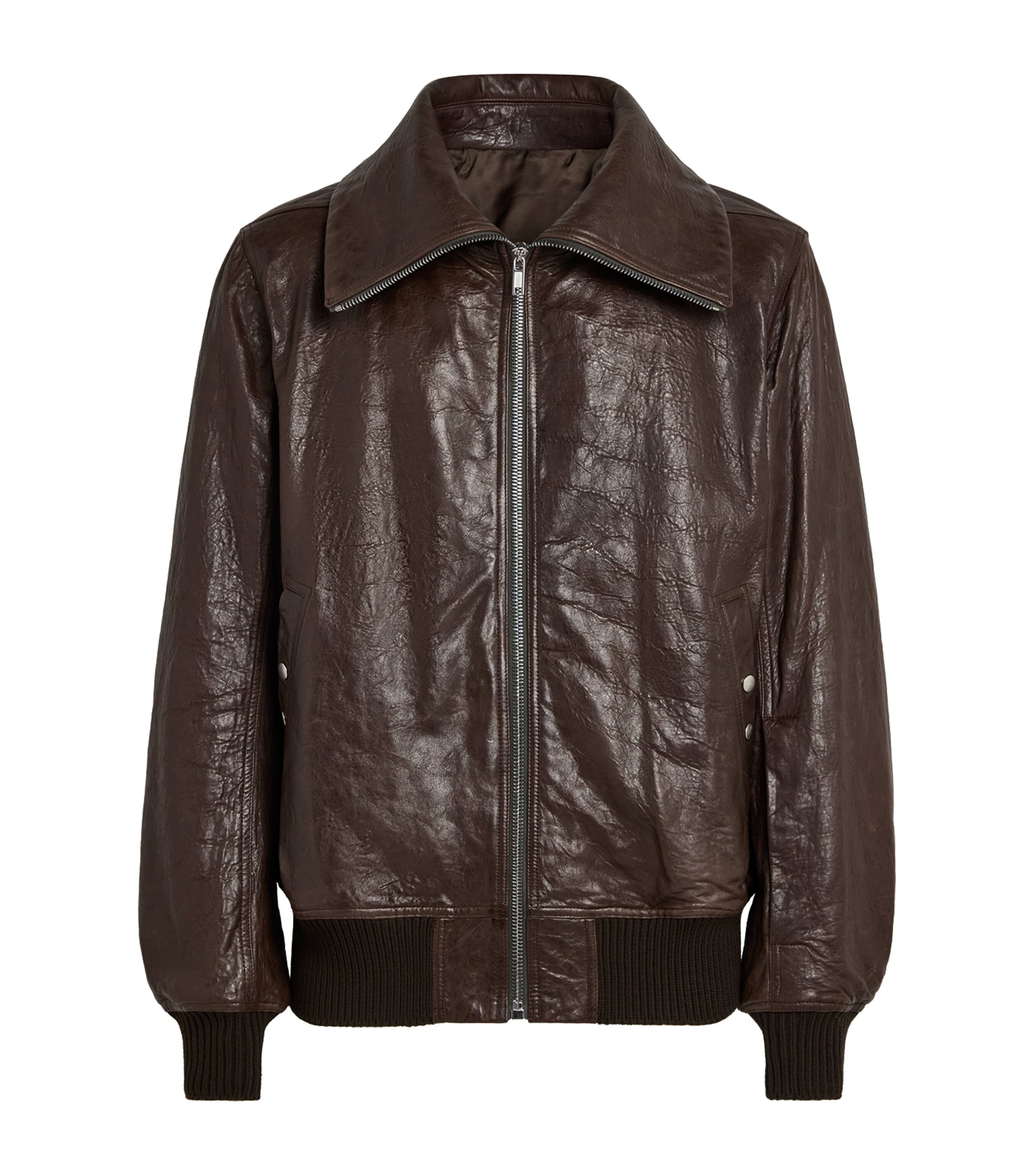 Rick Owens Mens Dracuflight Leather Jacket Grease Image 1