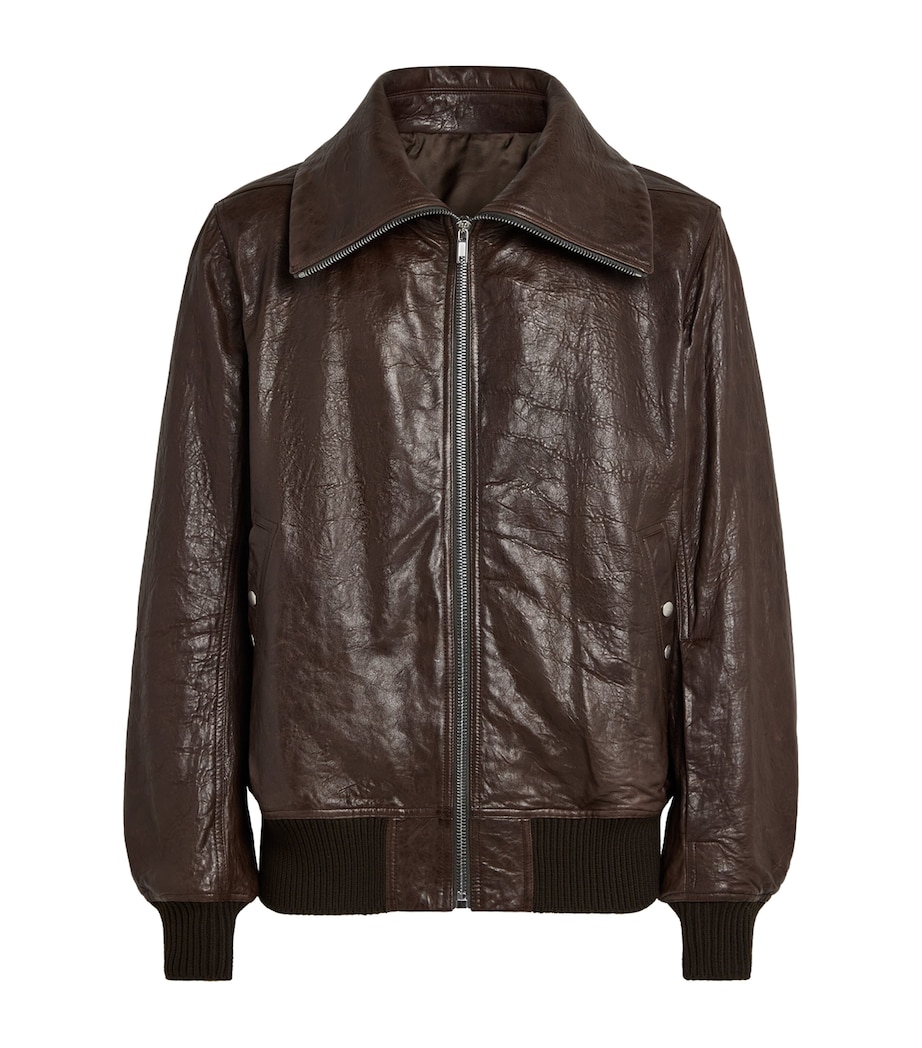 Rick Owens Mens Dracuflight Leather Jacket Grease Image 1