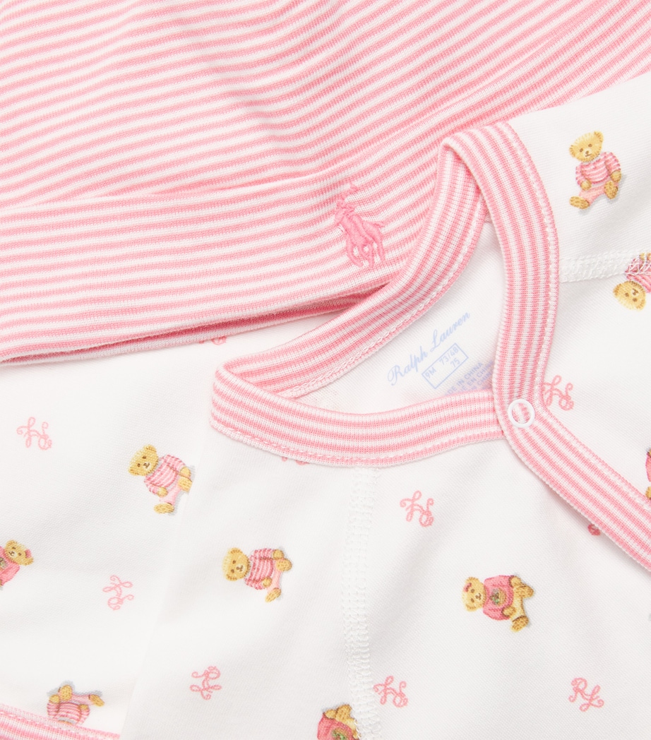 Cotton All-In-One, Hat and Bib Set (3-9 Months) WHITE MULTI/PNK BIND Image 4