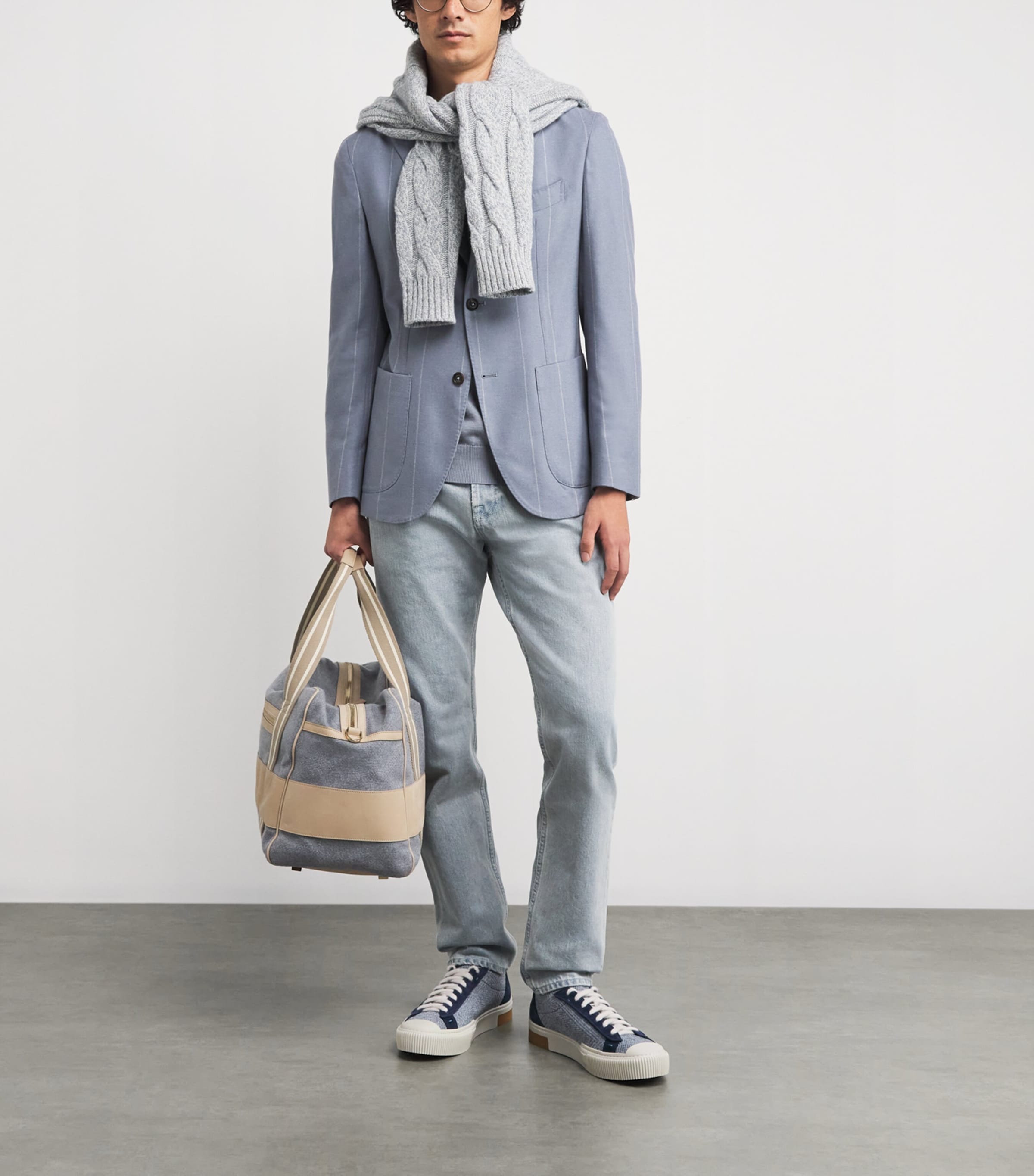 Wool-Silk-Cashmere Stripe Blazer ZUCCHERO Image 2