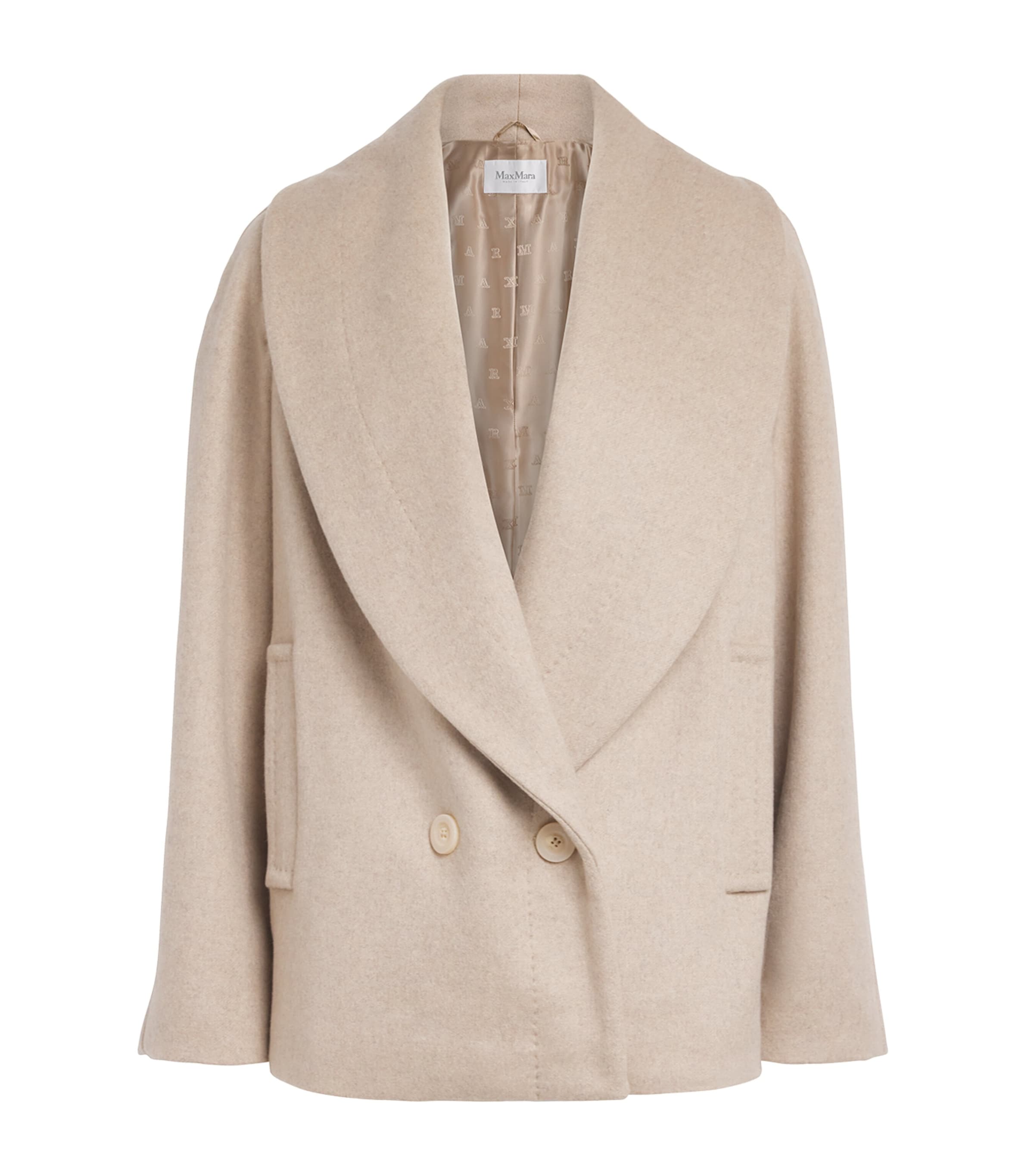 Max Mara Wool Shawl-collar Oversized Jacket In Neutral