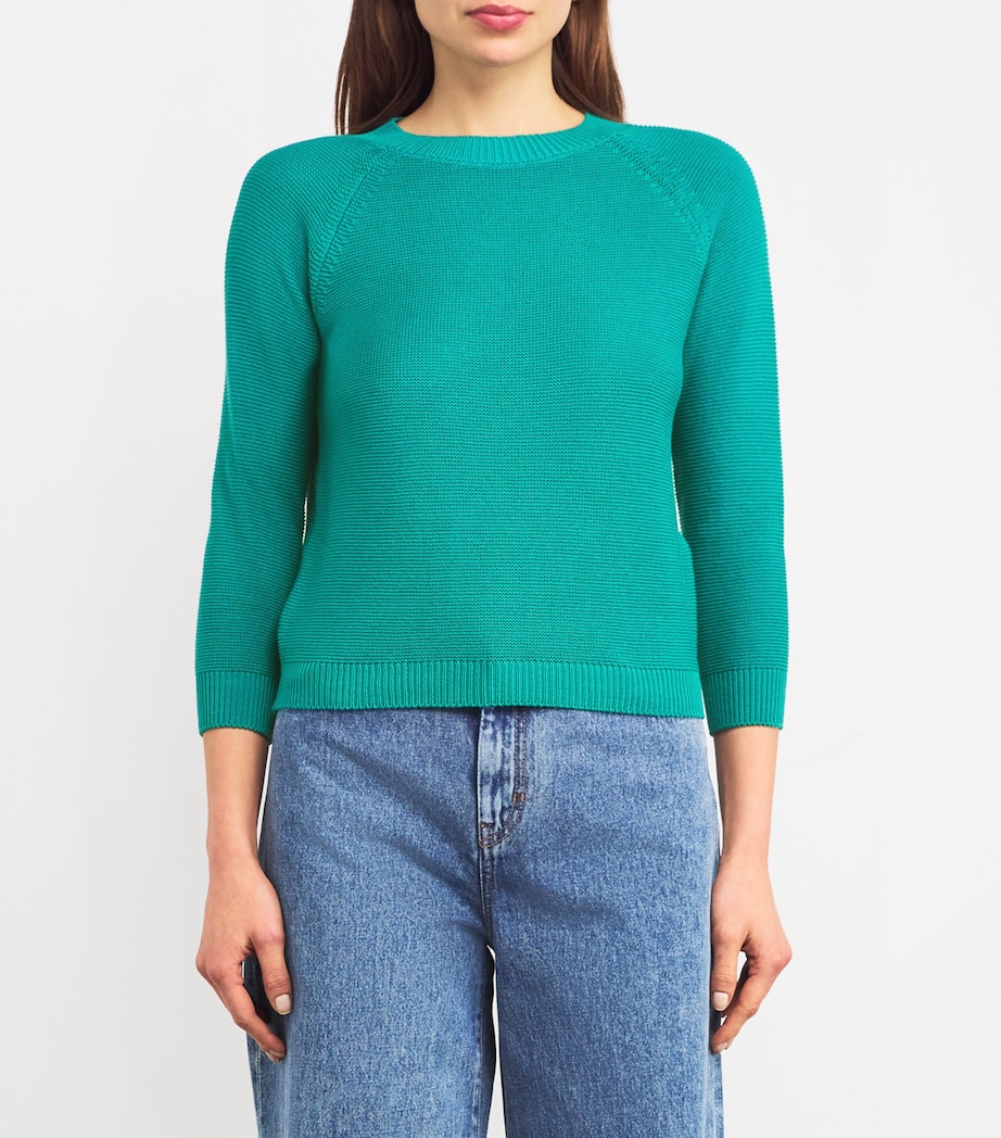 Weekend Max Mara Womens Cotton Crew-Neck Sweater Emerald Image 3