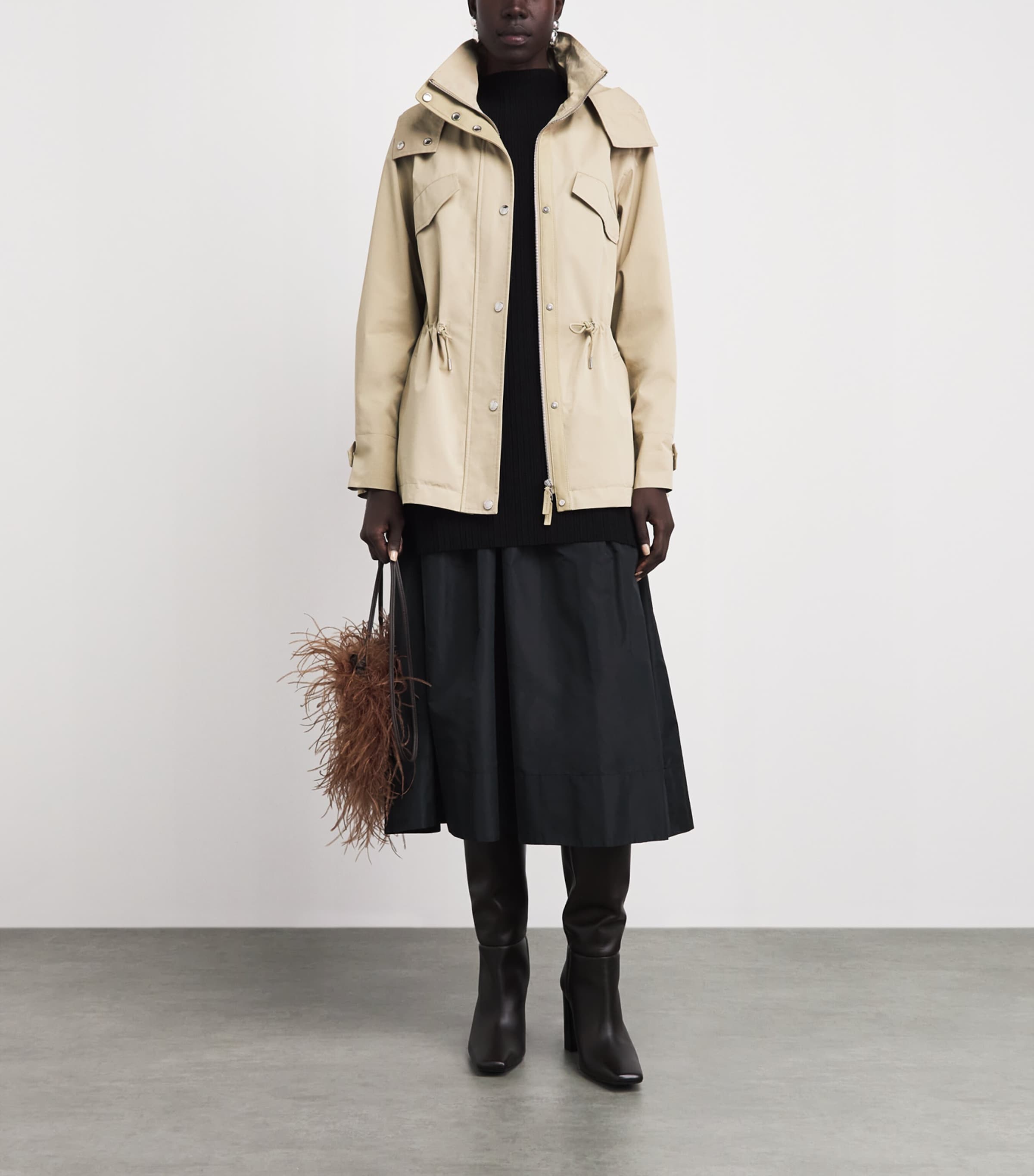 Yves Salomon Womens Cotton-Blend Waterproof Hooded Parka Image 2