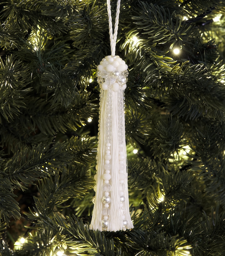 Jessica Light Beaded Tassel Tree Decoration White Image 3
