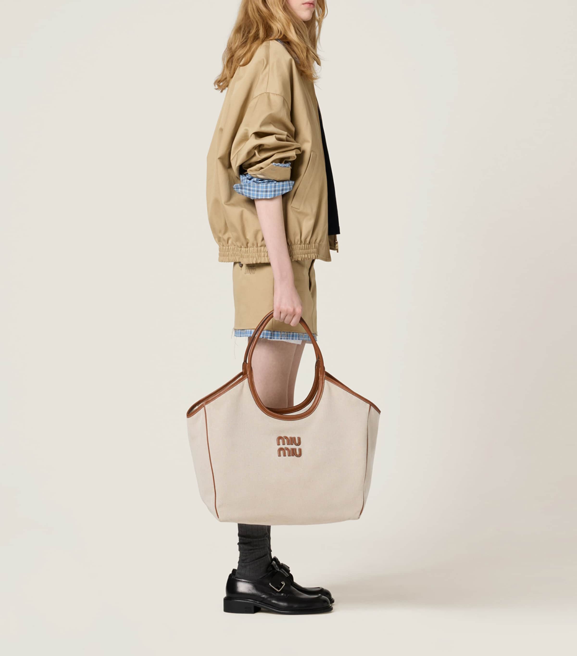 Large Canvas-Leather Ivy Tote Bag F062F Image 5