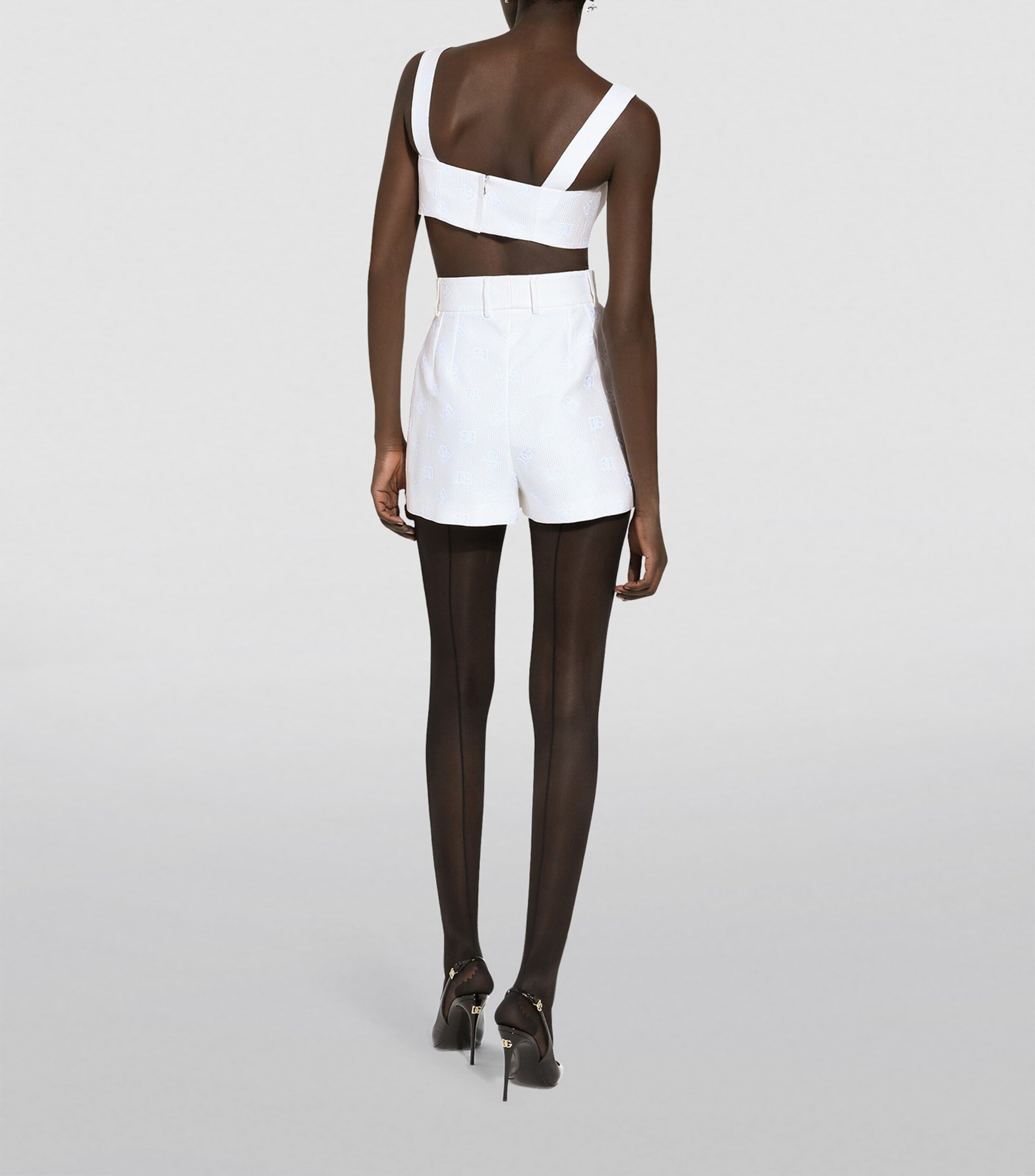 Dolce&Gabbana Womens Logo Crop Top Natural White Image 5