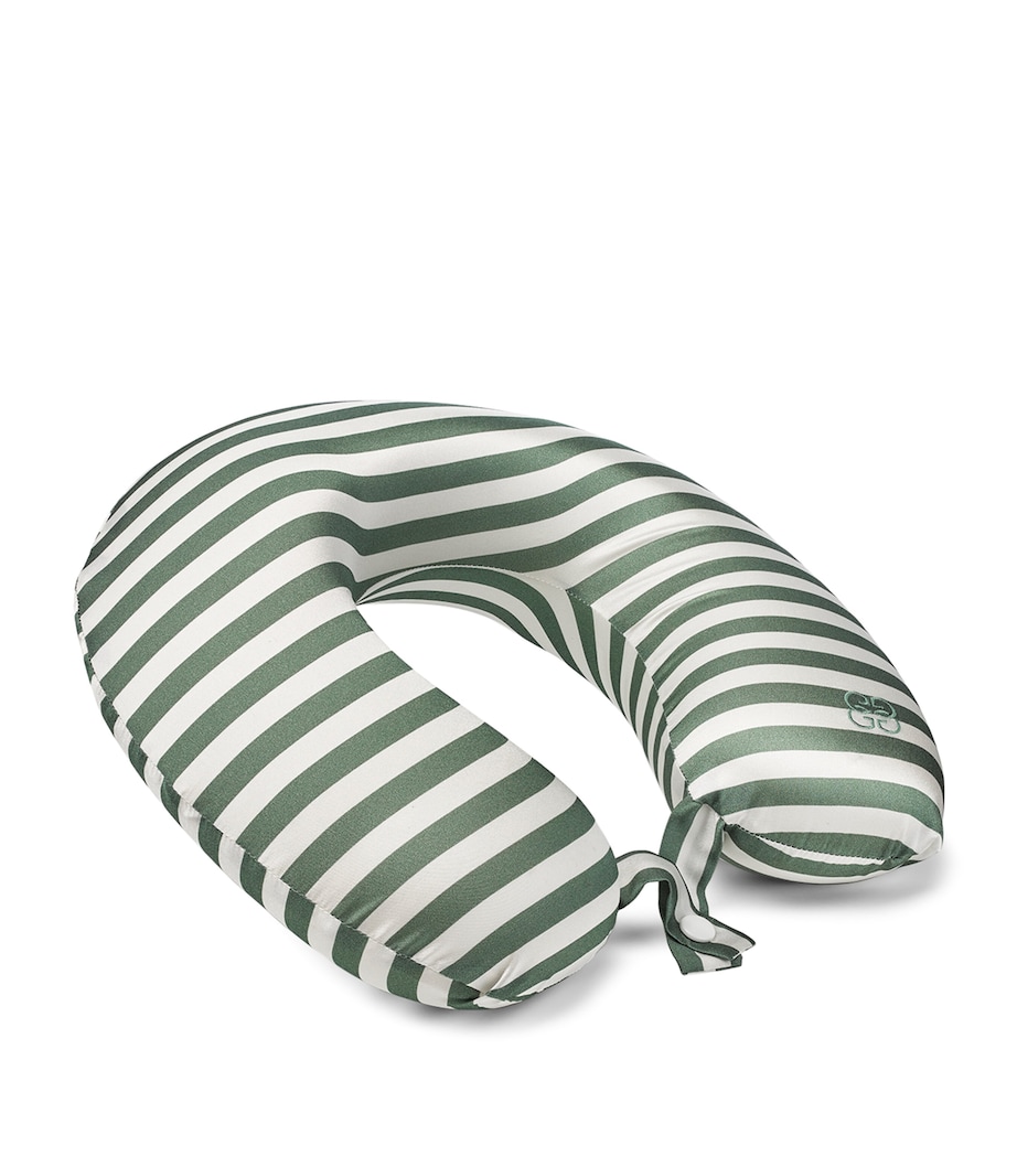 Mulberry Silk Memory Foam Travel Pillow GREEN & IVORY Image 1