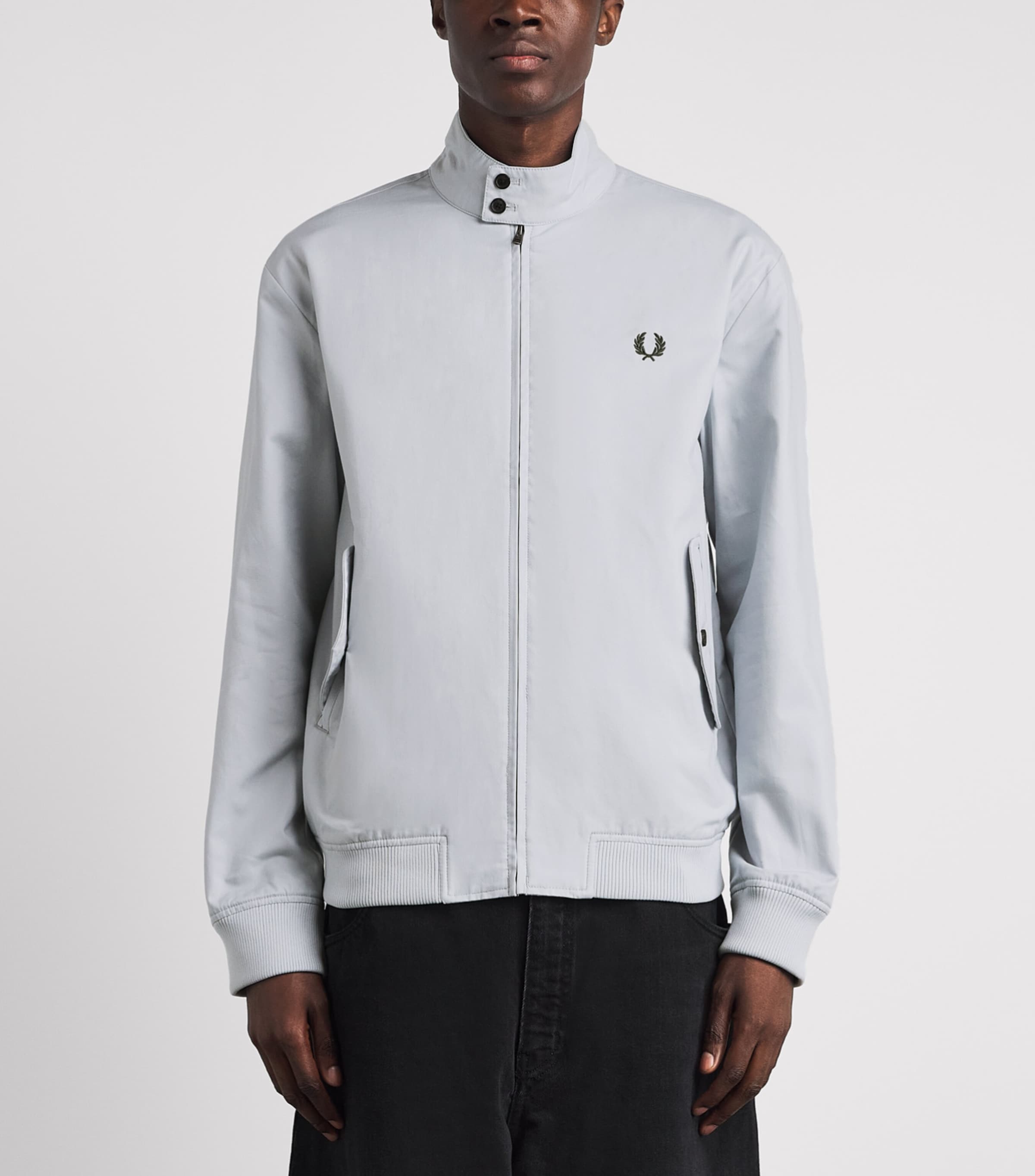 Fred Perry Mens Logo Harrington Jacket Dusky Blue Image 4
