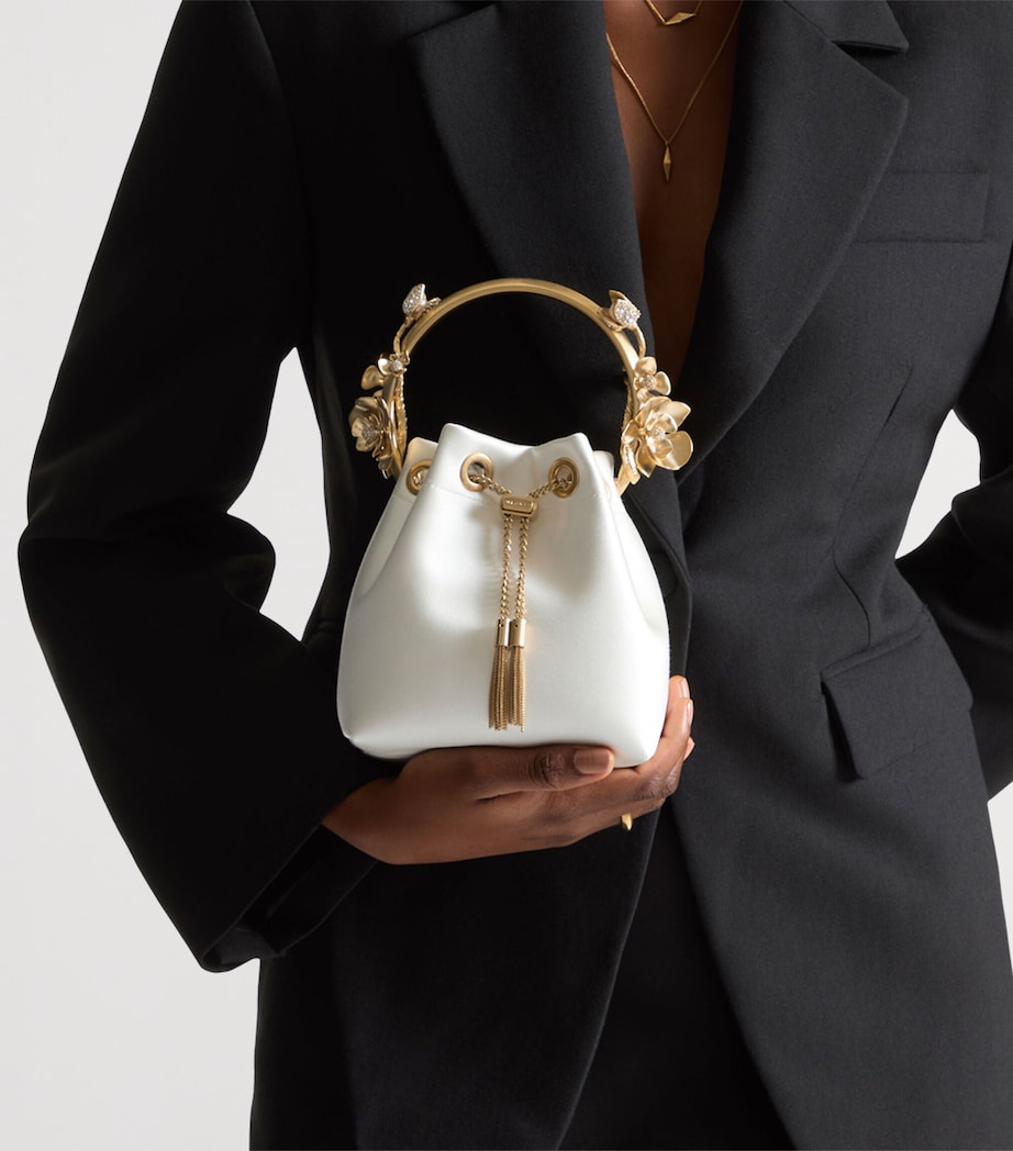 Jimmy Choo Bon Bon Satin Top-Handle Bag Ivory/gold Image 2