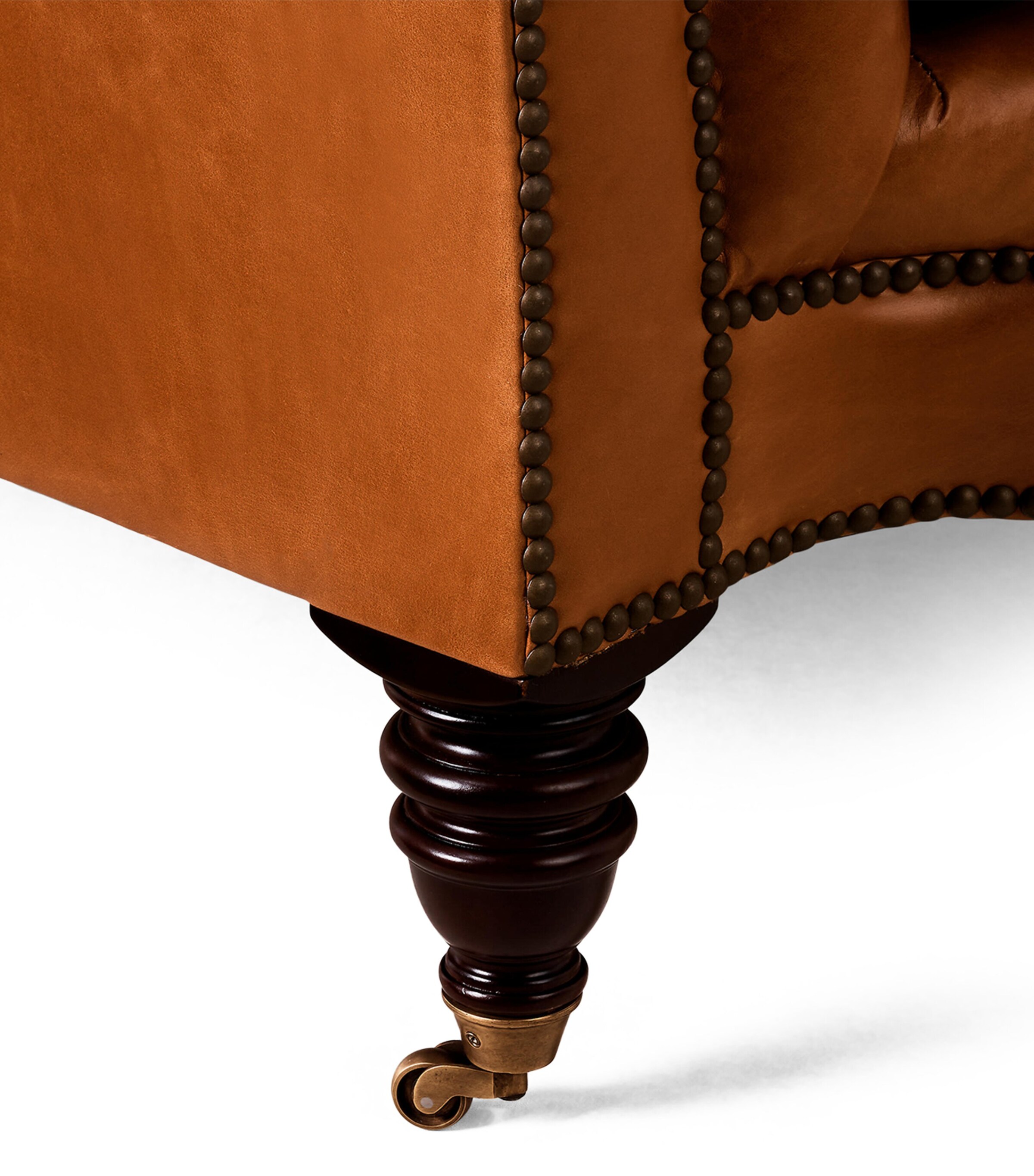 Beech and Leather Brook Street Sofa MEDIUM MAHOGANY Image 8