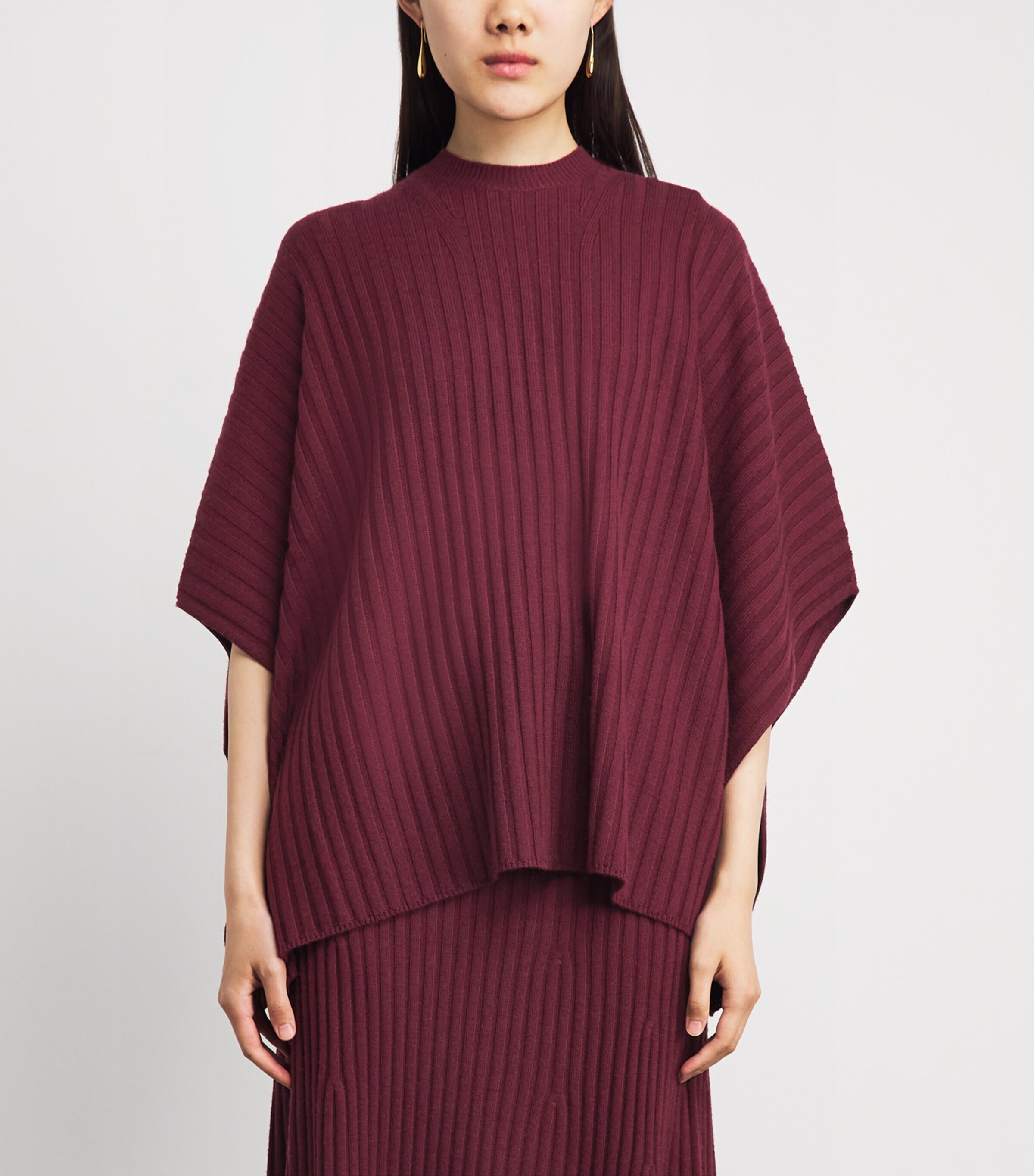 Gabriela Hearst Womens Merino Wool-Cashmere Baron Poncho Bdx Bordeaux Image 4