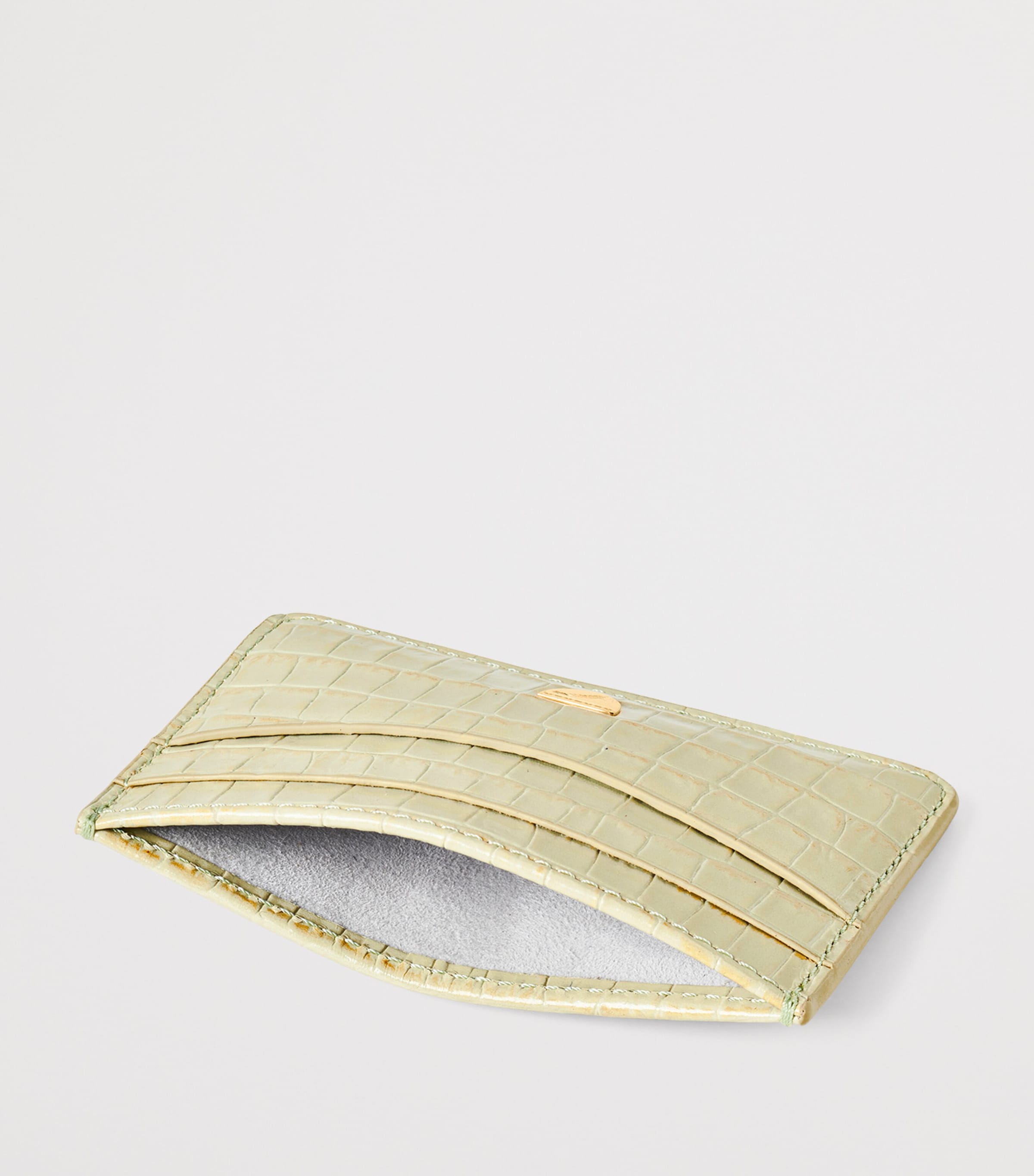 Aspinal Of London Croc-Embossed Slim Card Holder Pistachio Image 3