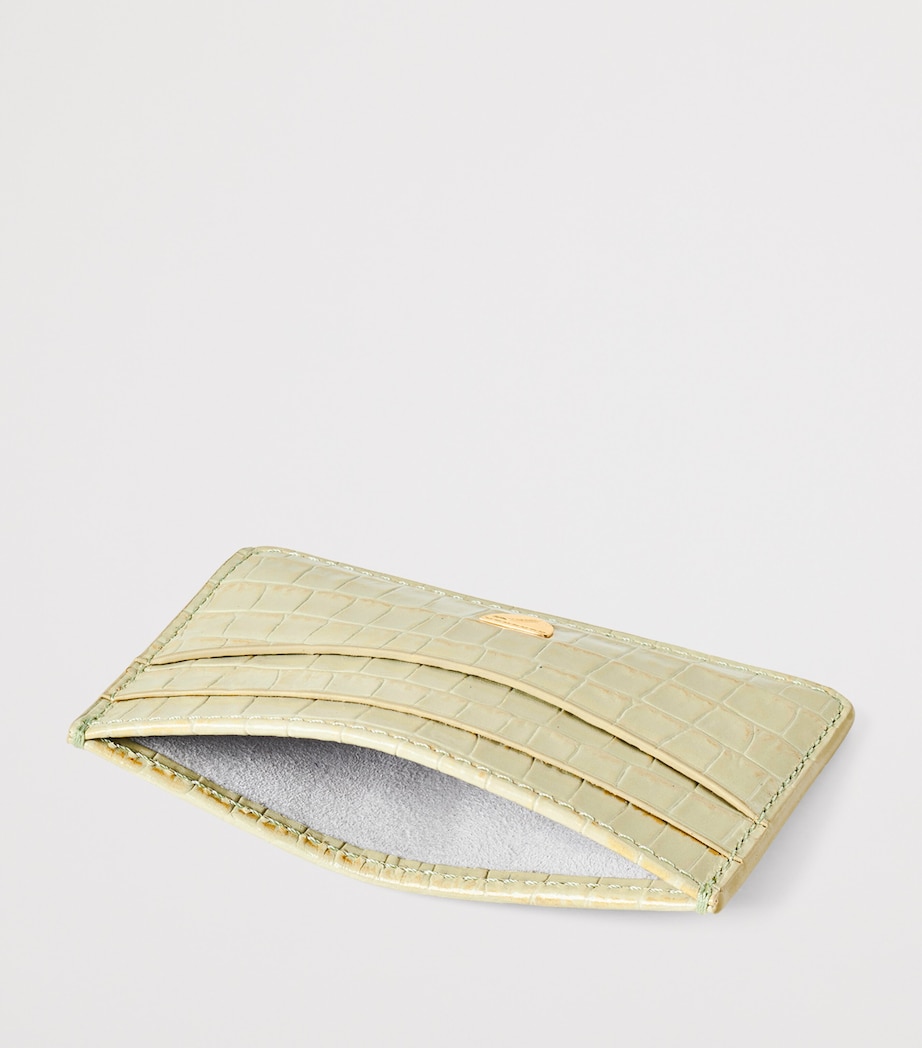 Croc-Embossed Slim Card Holder PISTACHIO Image 3