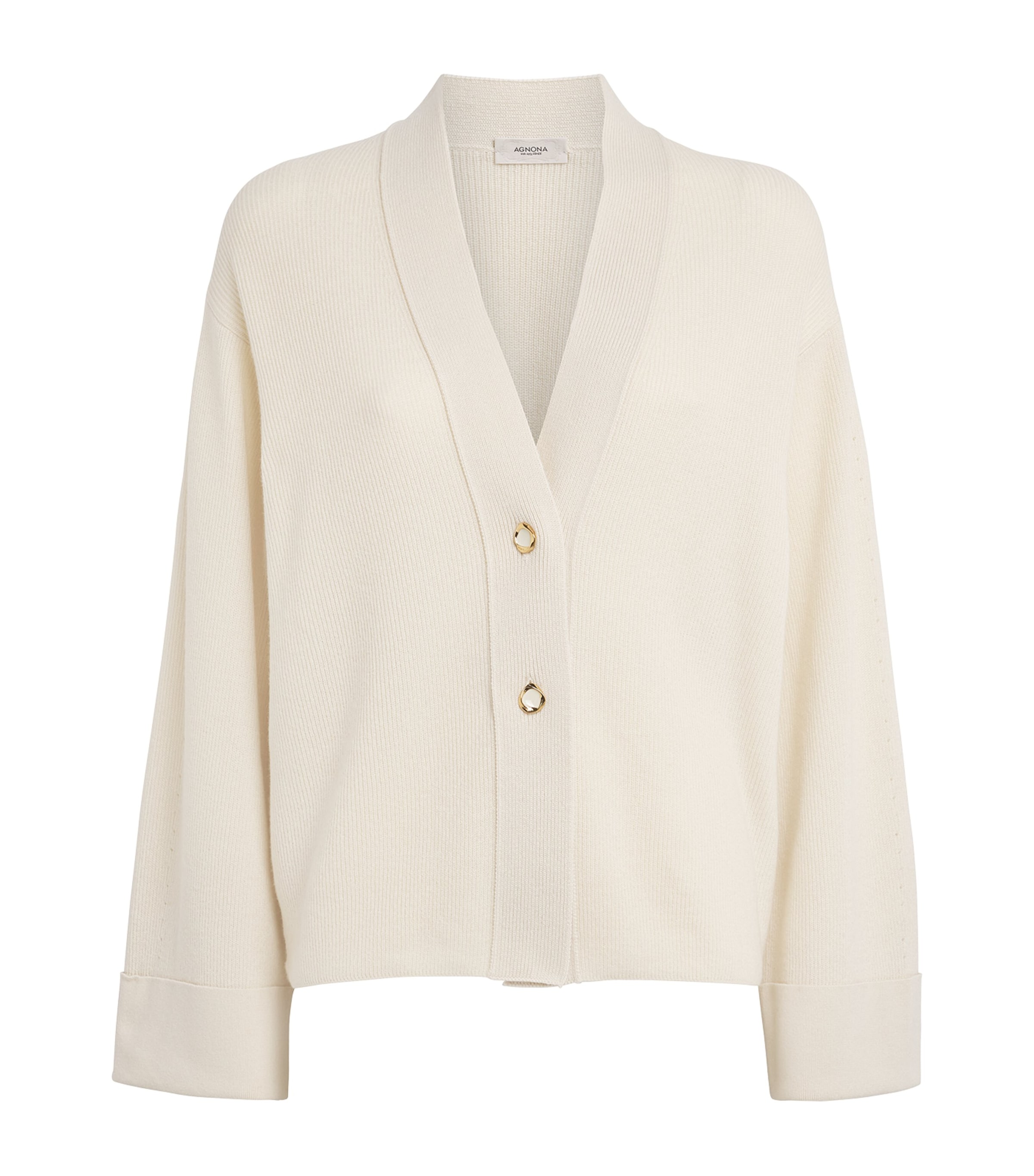 Agnona Womens Cashmere-Blend V-Neck Cardigan Ivory Butter Image 1