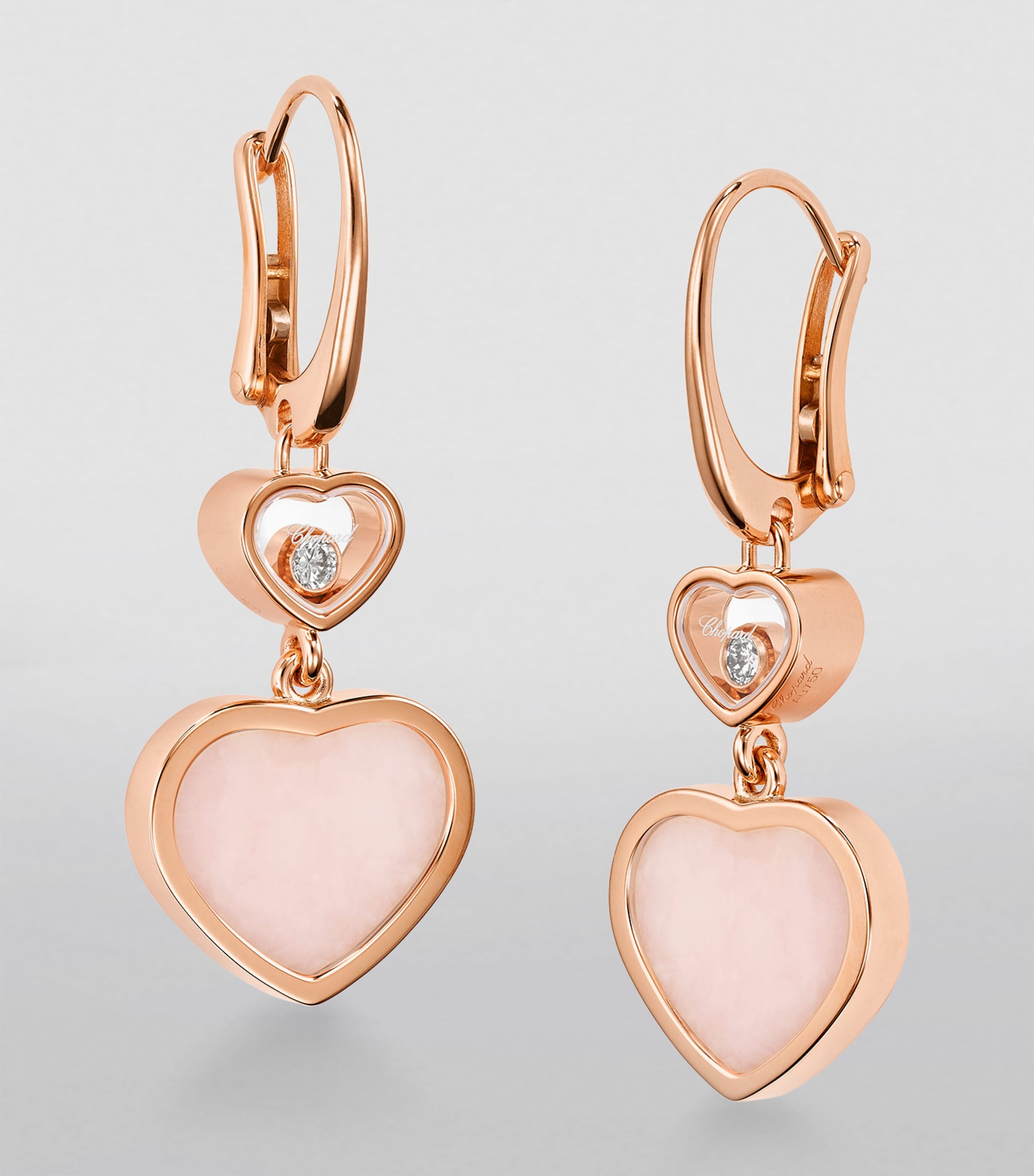 Rose Gold, Opal and Diamond Happy Hearts Earrings 18K ROSE GOLD Image 4