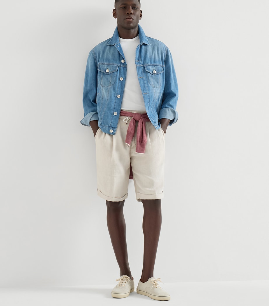 Brunello Cucinelli Mens Linen Drawstring Bermuda Shorts Image 2