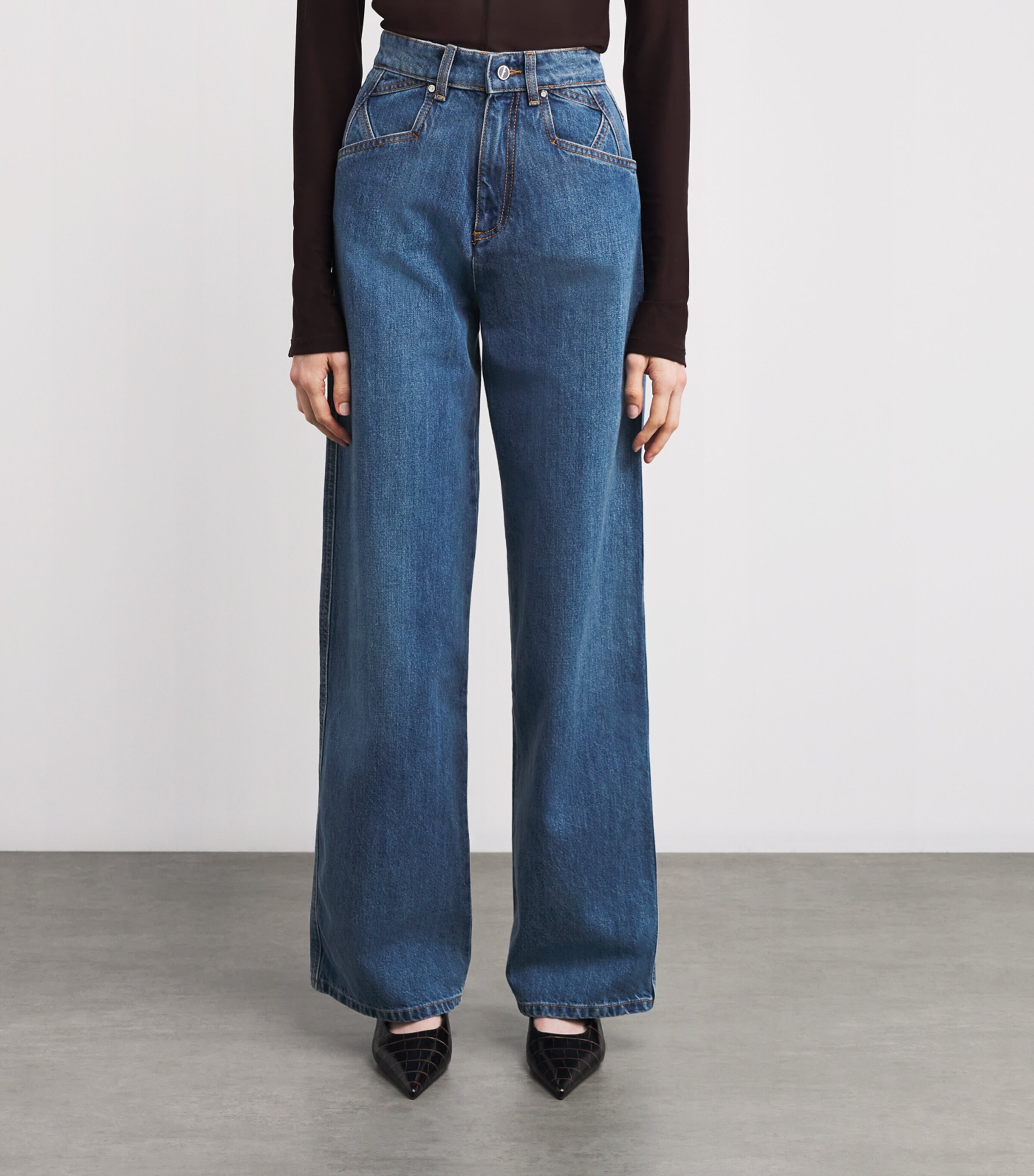 Kiton Womens High-Rise Wide-Leg Jeans Blue Image 3