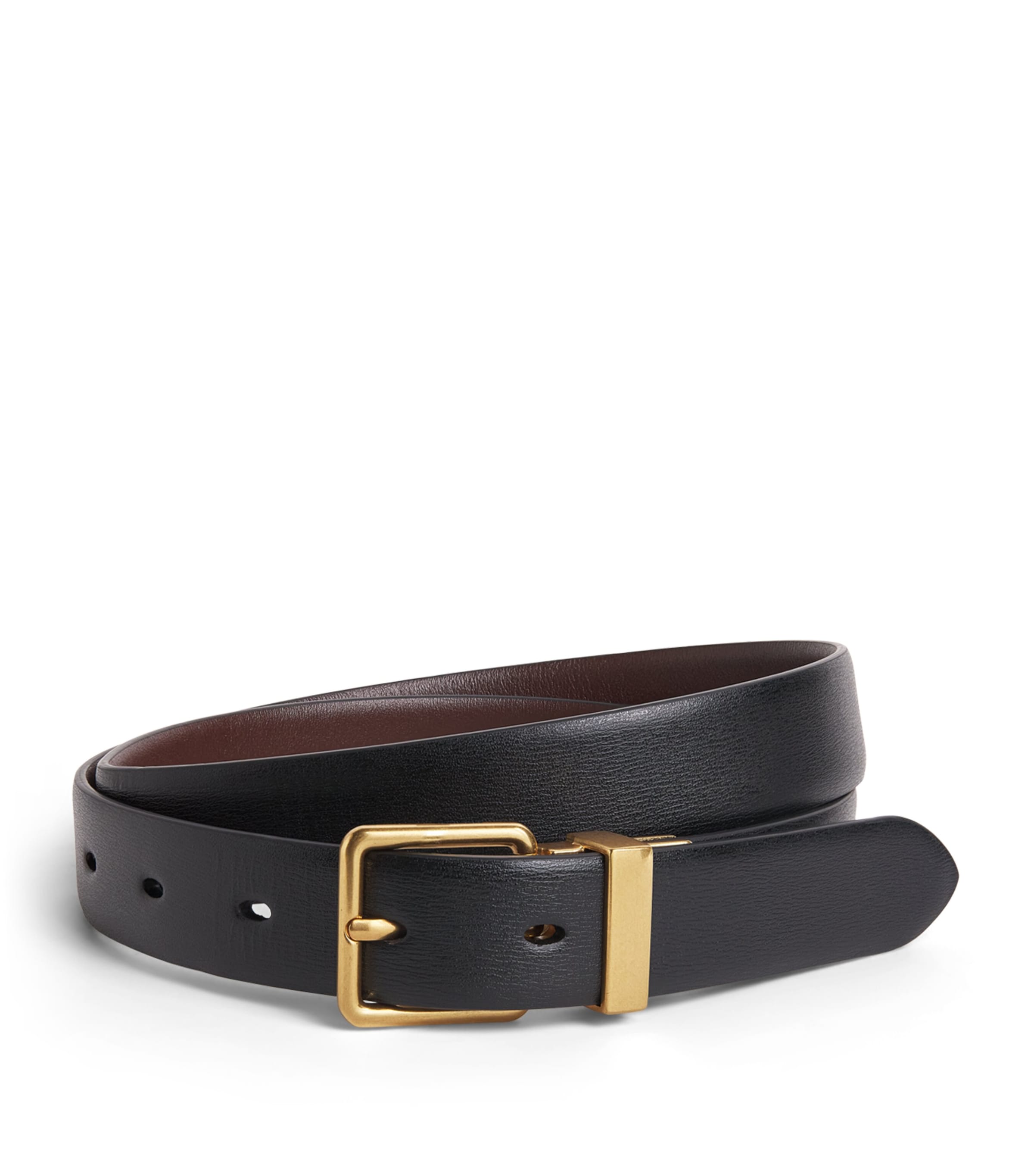Leather Reversible Belt BLACK/DARK CINNAMON Image 1