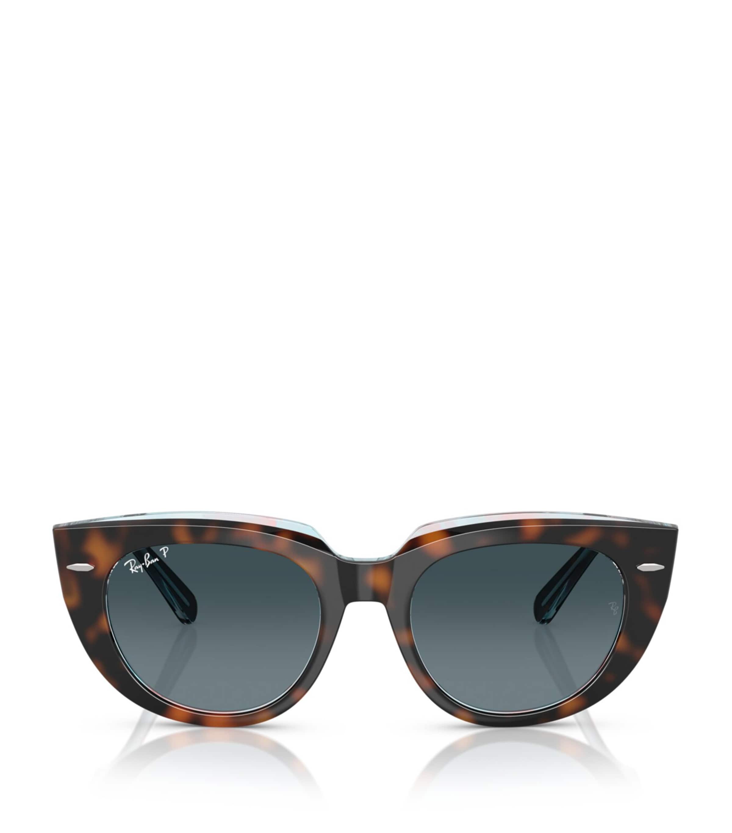 Ray Ban Doreen Sunglasses Dark Havana On Transparent Multicolor Frame Blue Lenses Polarized 52-20 In Brown