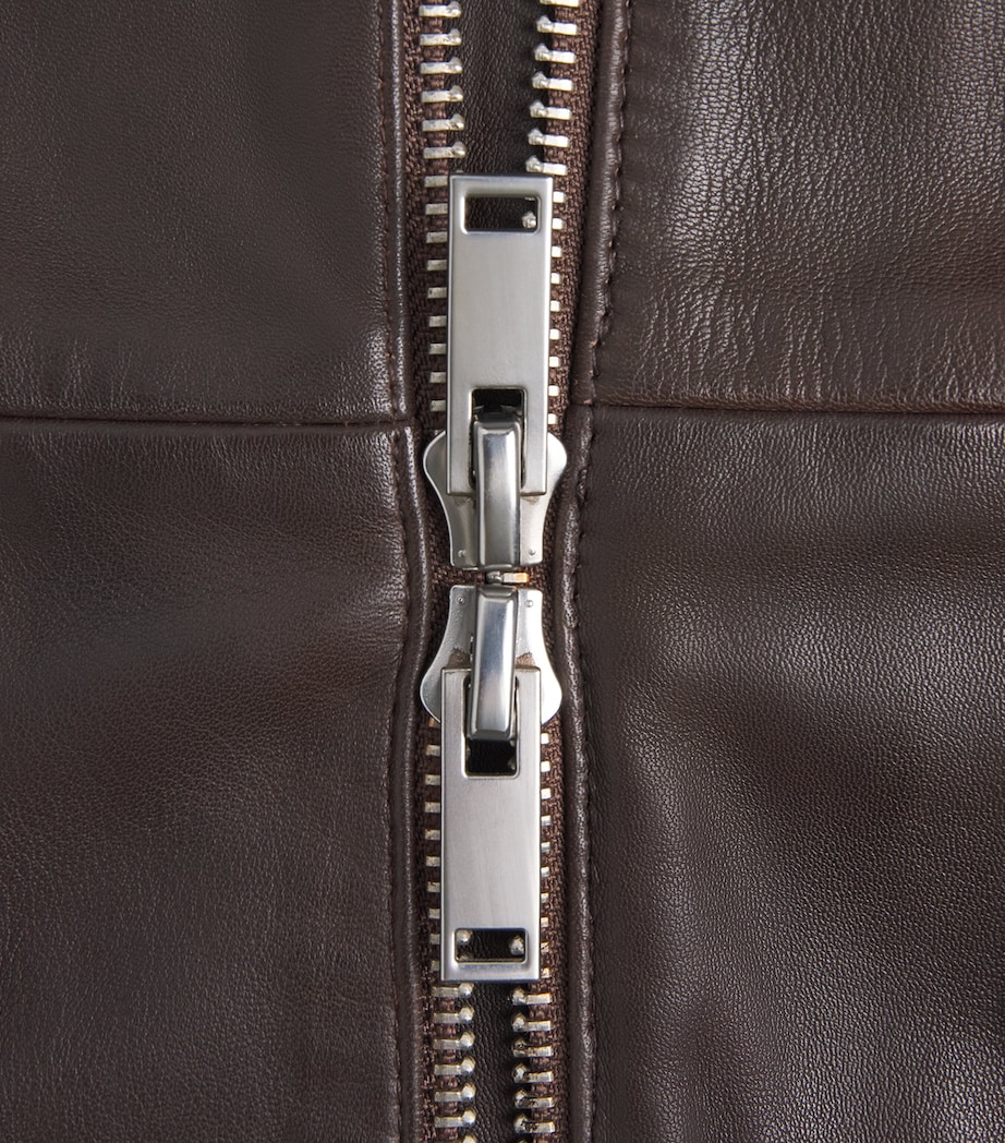 Piston Leather Bomber Jacket BROWN Image 5