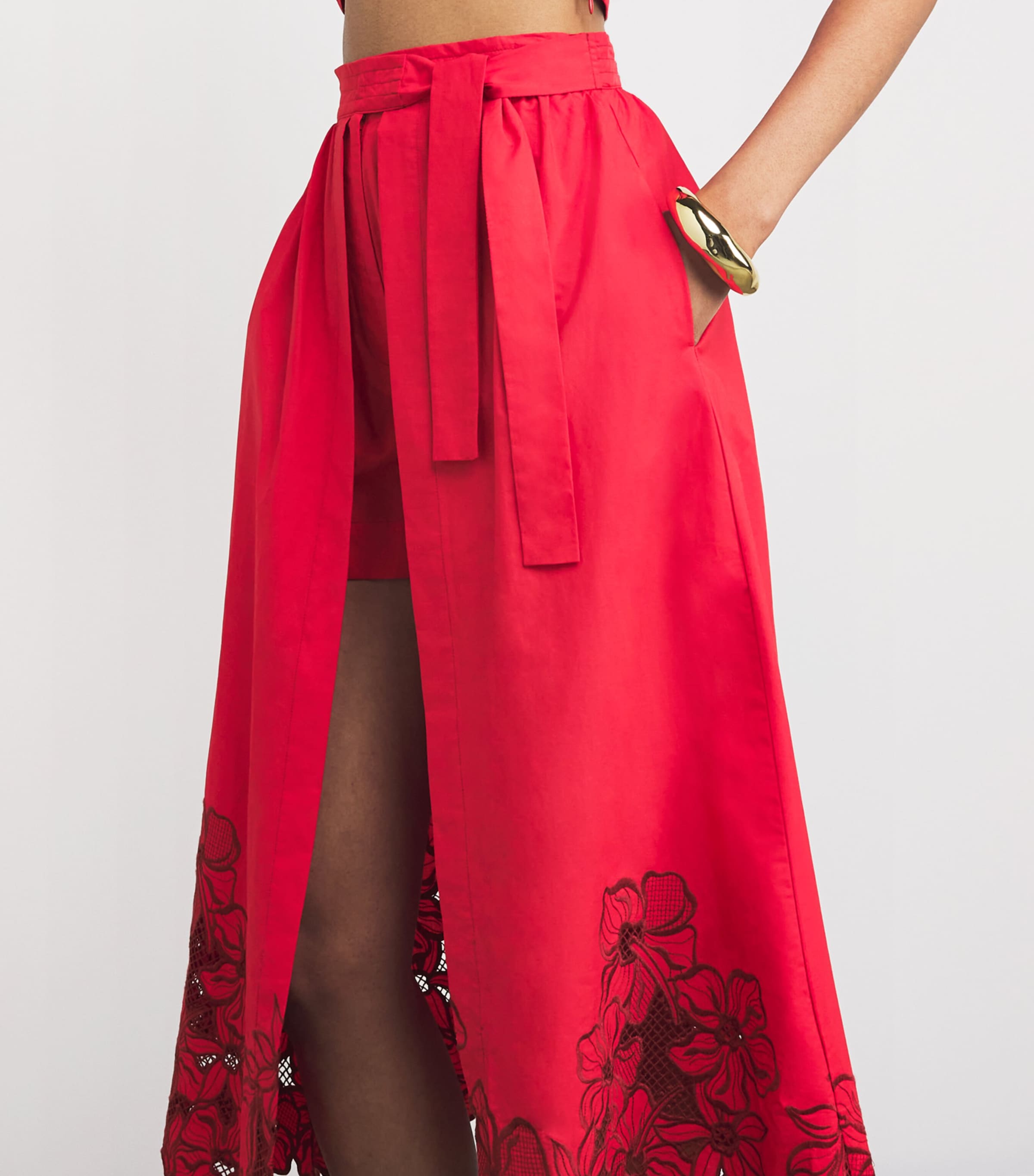 【海外限定】Sandroコットンスカート☆Tie-Waist Lace-Trim Cott Sandro Paris Cotton-Blend Floral Skort | Harrods US