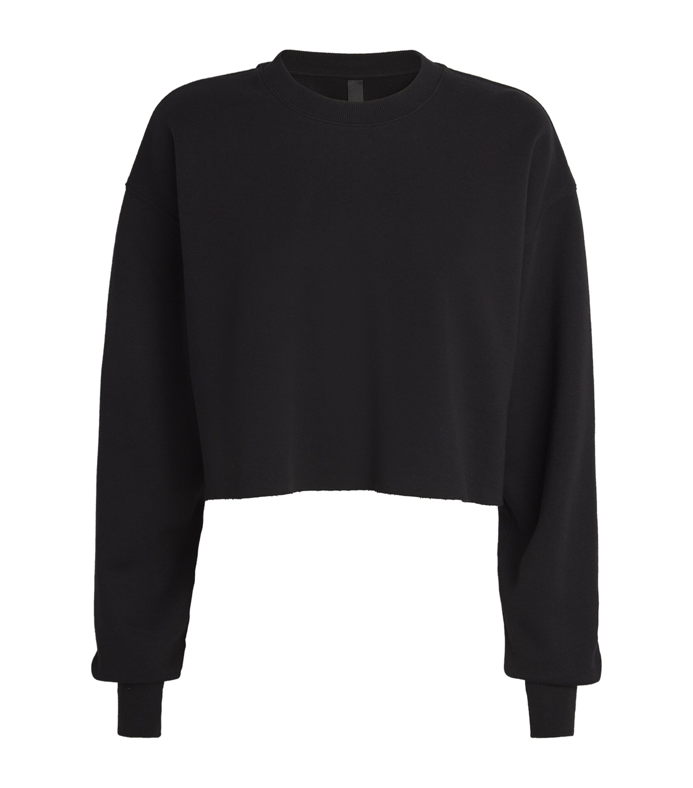 Skims Womens Onyx Loose-fit Cropped Cotton-blend Sweatshirt In Black