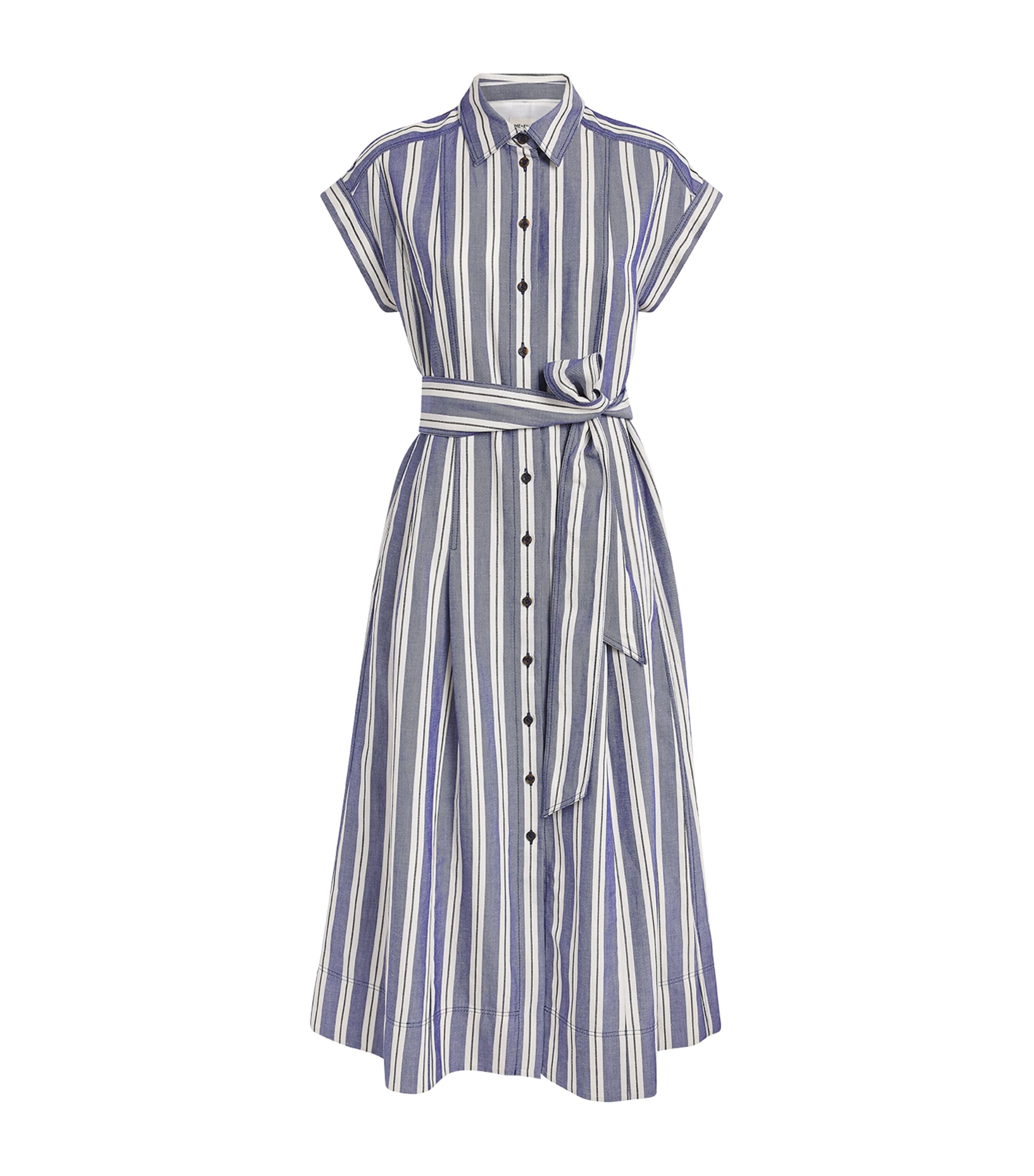 ME+EM Womens Stripe Midi Shirt Dress Blue/multi Image 1