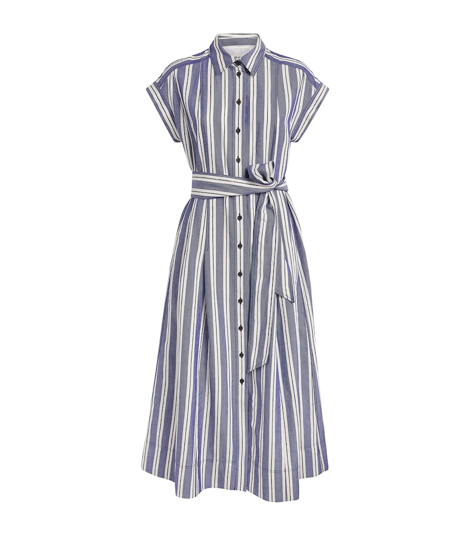 ME+EM Womens Stripe Midi Shirt Dress Blue/multi Image 1