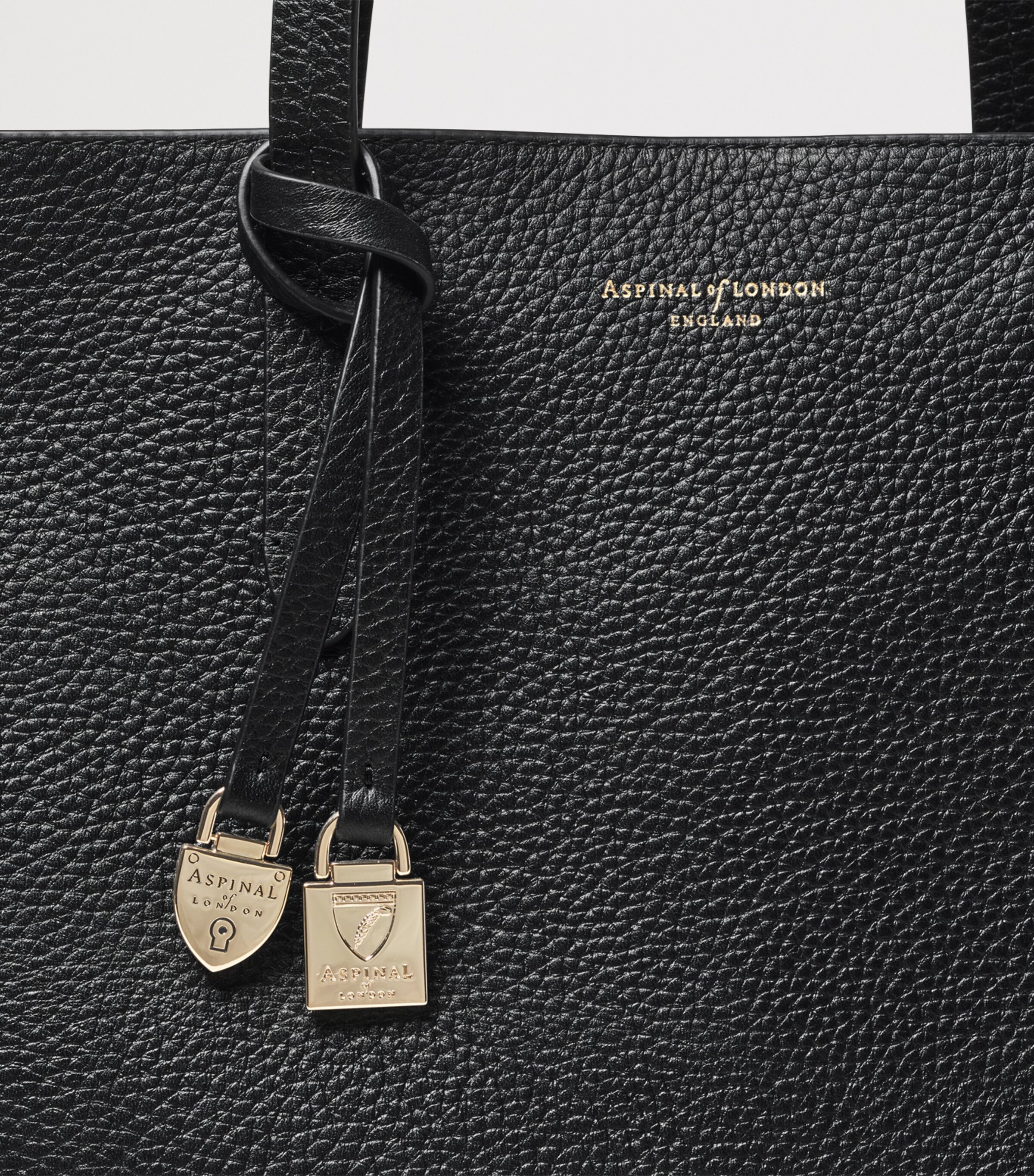 Leather East West Tote Bag BLACK Image 7