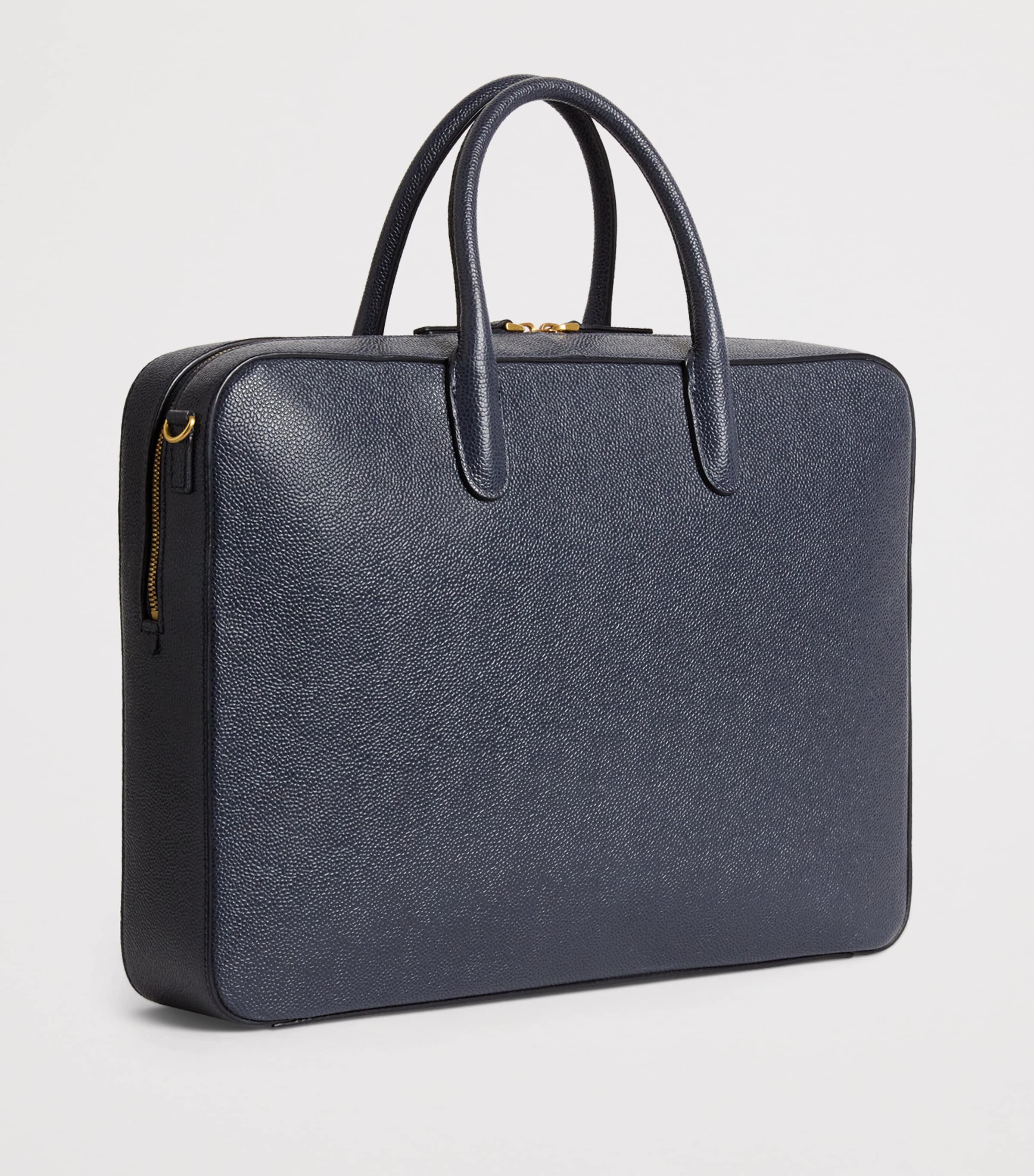 Leather Business Bag NAVY Image 3