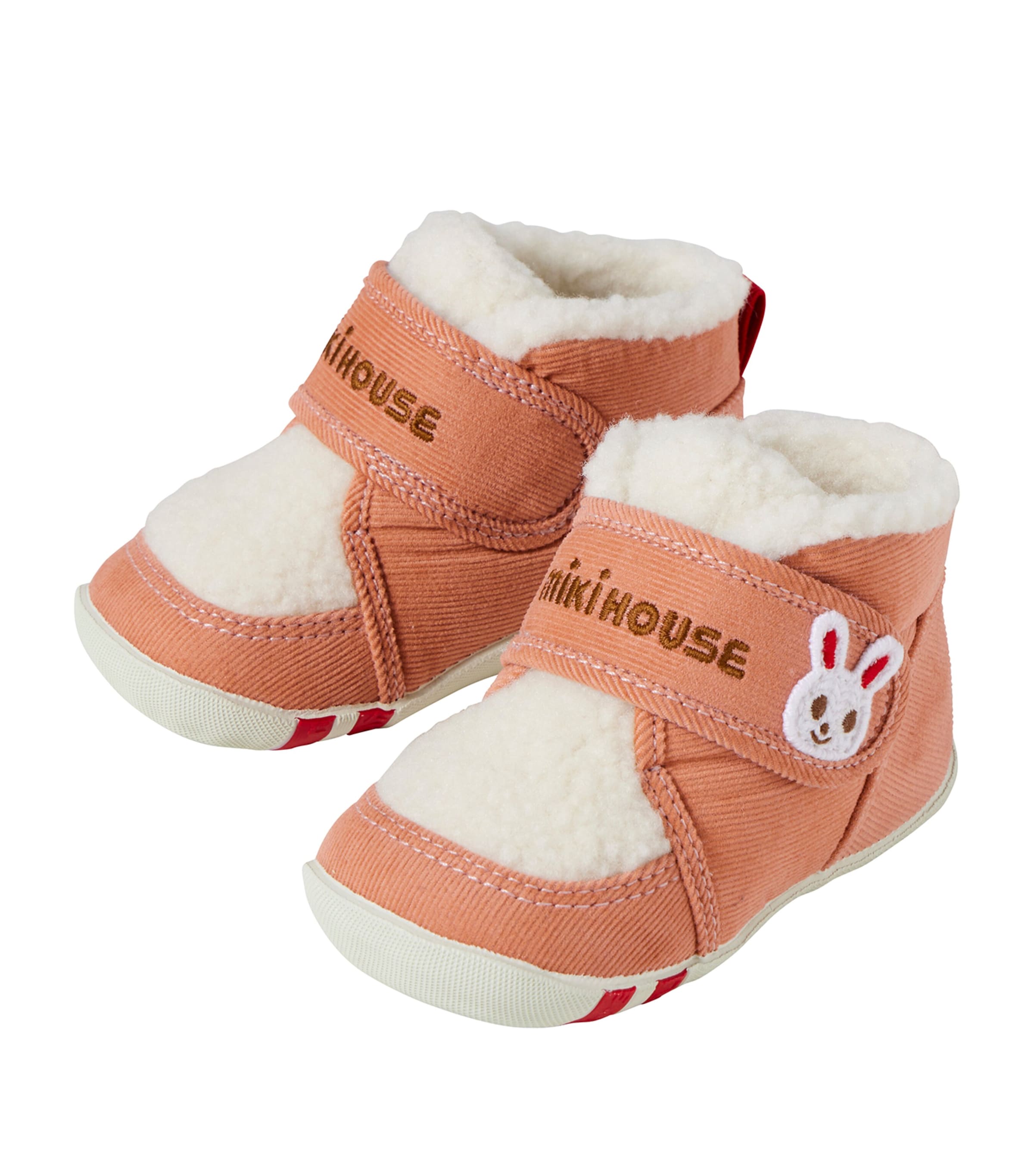 Miki House Kids' Corduroy Chieco Velcro Booties In Pink