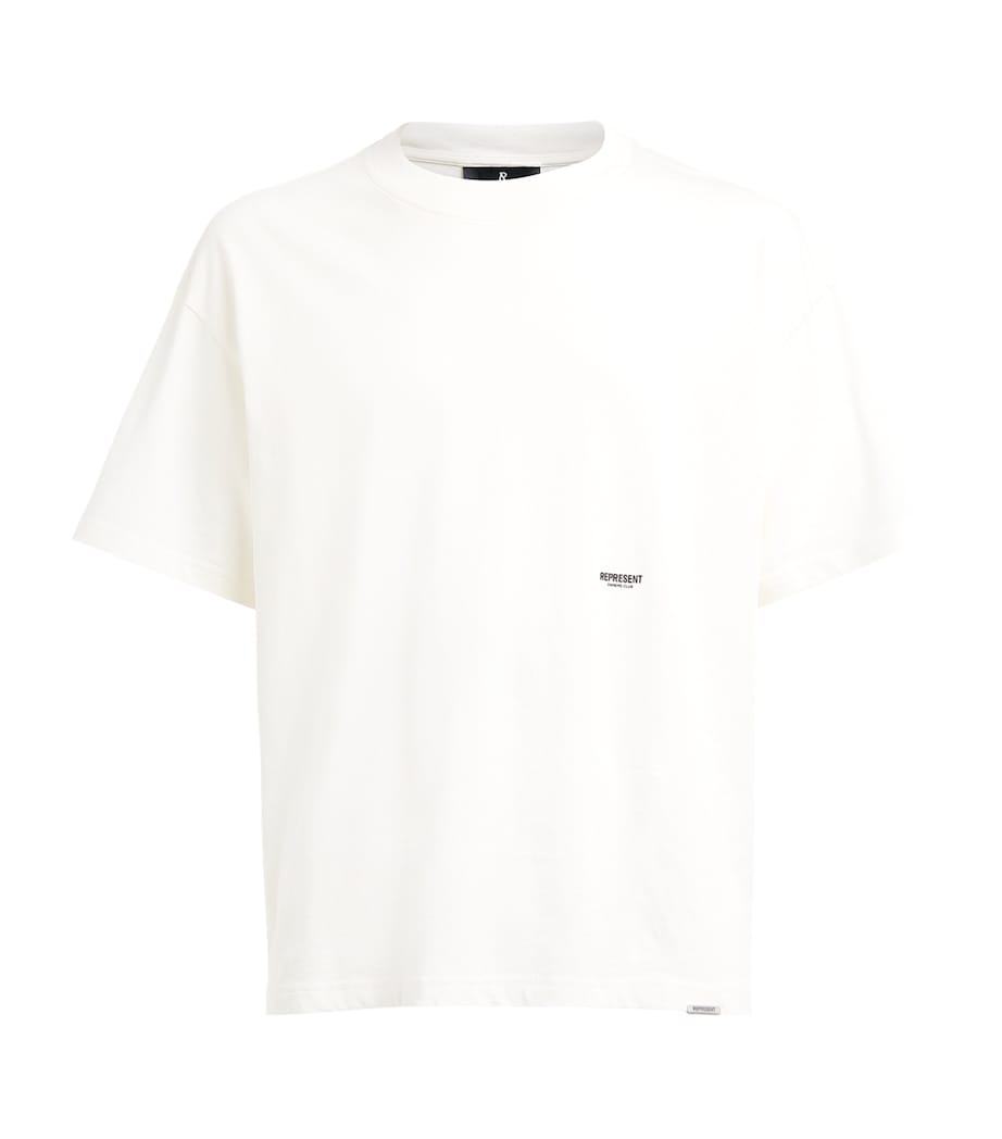 Represent Mens Cotton Micro Owners Club T-Shirt Flat White Image 1