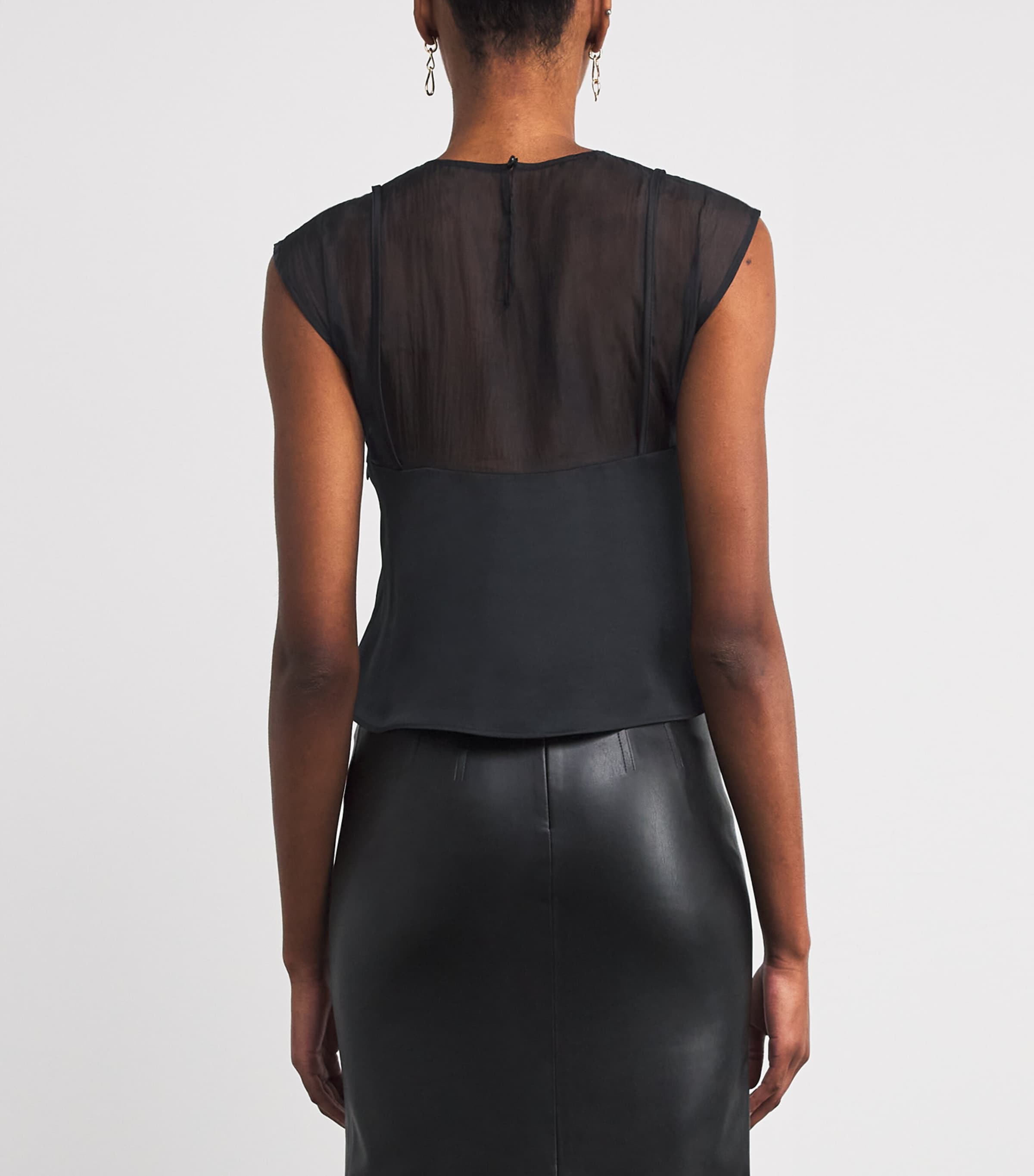 Satin Lace Top BLACK Image 4