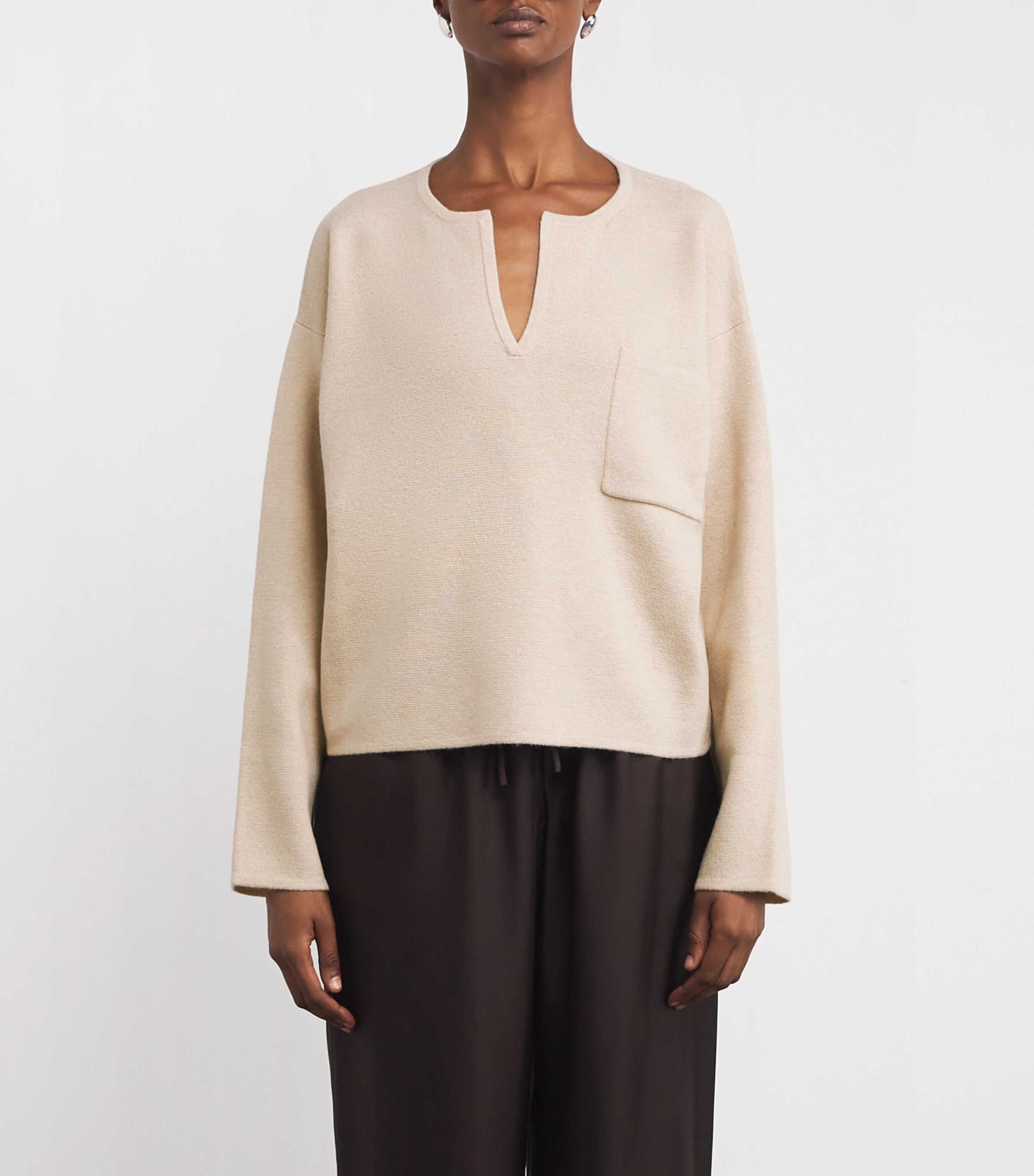Wool-Cashmere V-Neck Sweater BEIGE Image 3