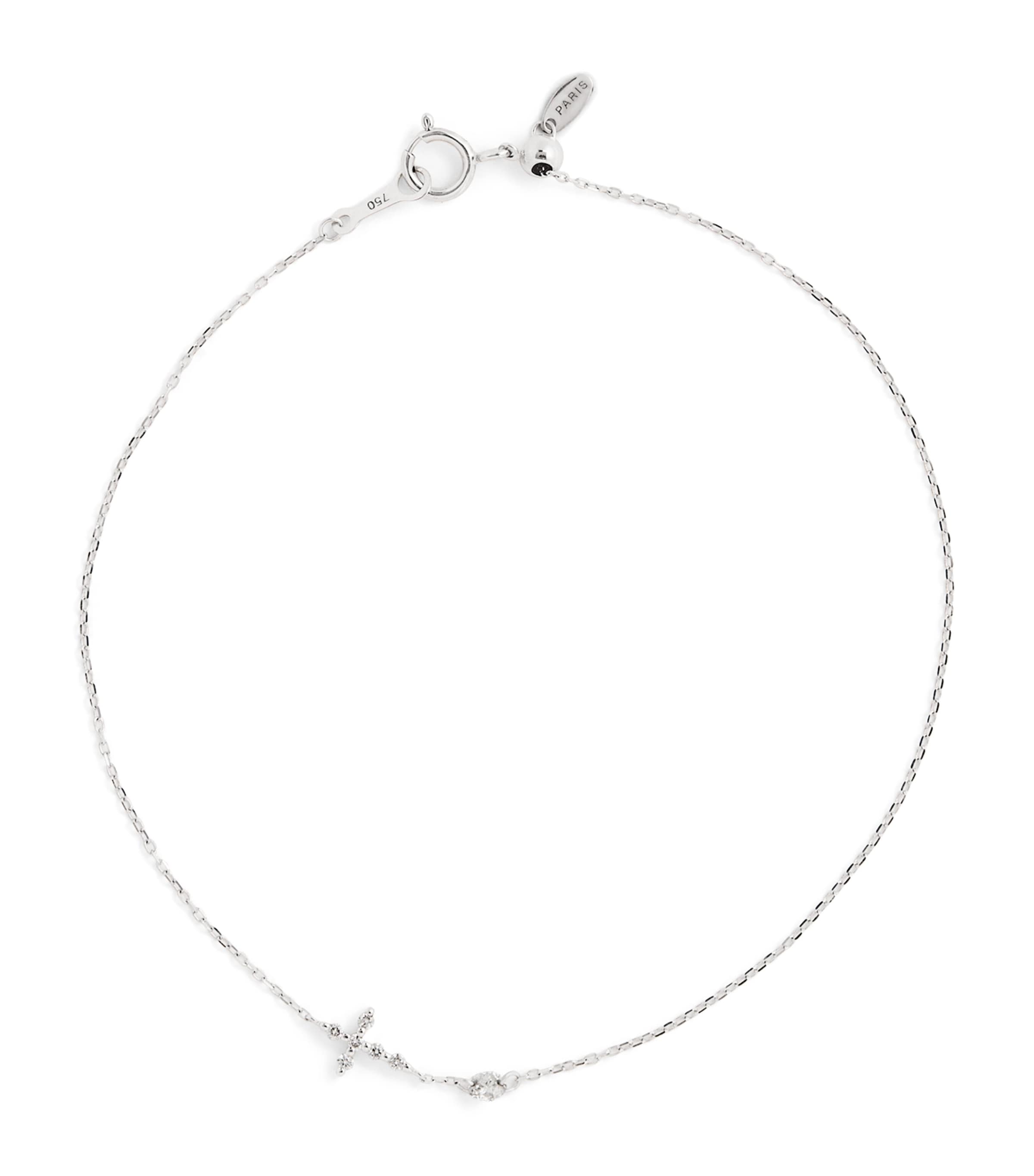 Persée White Gold And Diamond Symbols Cross Bracelet In White