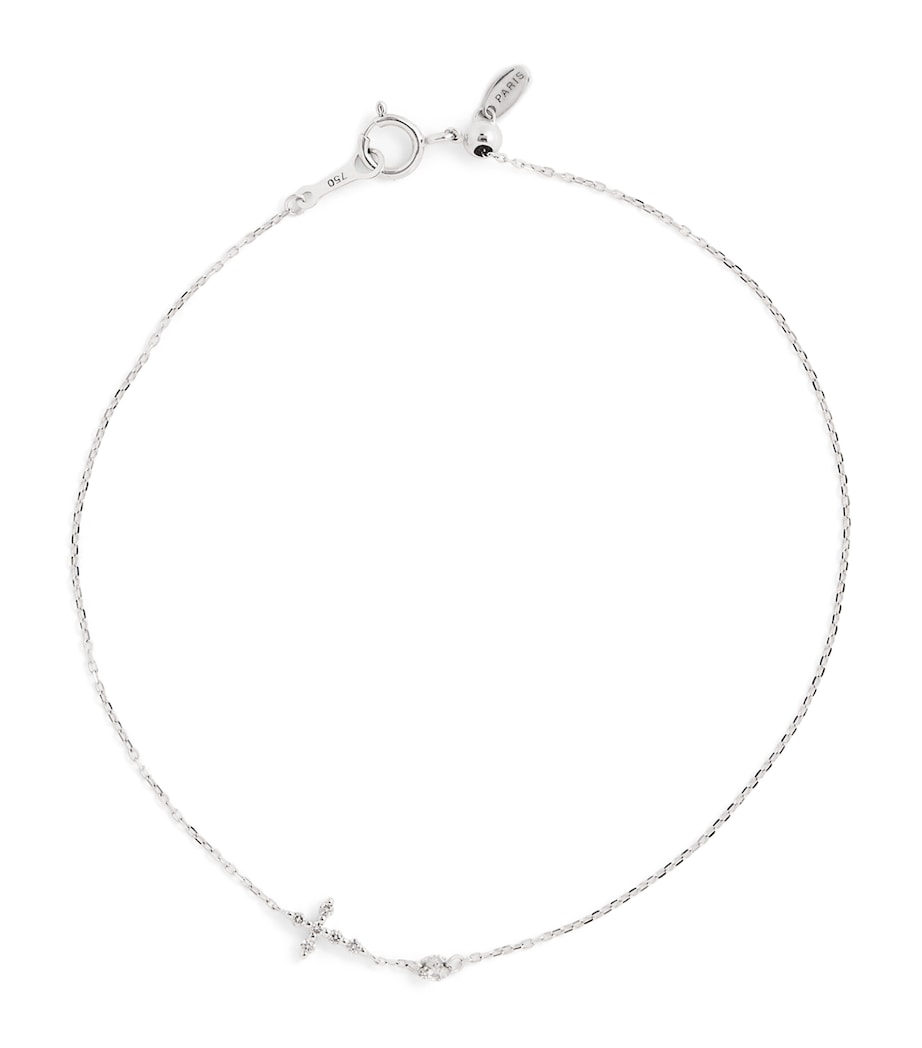 White Gold and Diamond Symbols Cross Bracelet WHITE GOLD Image 1