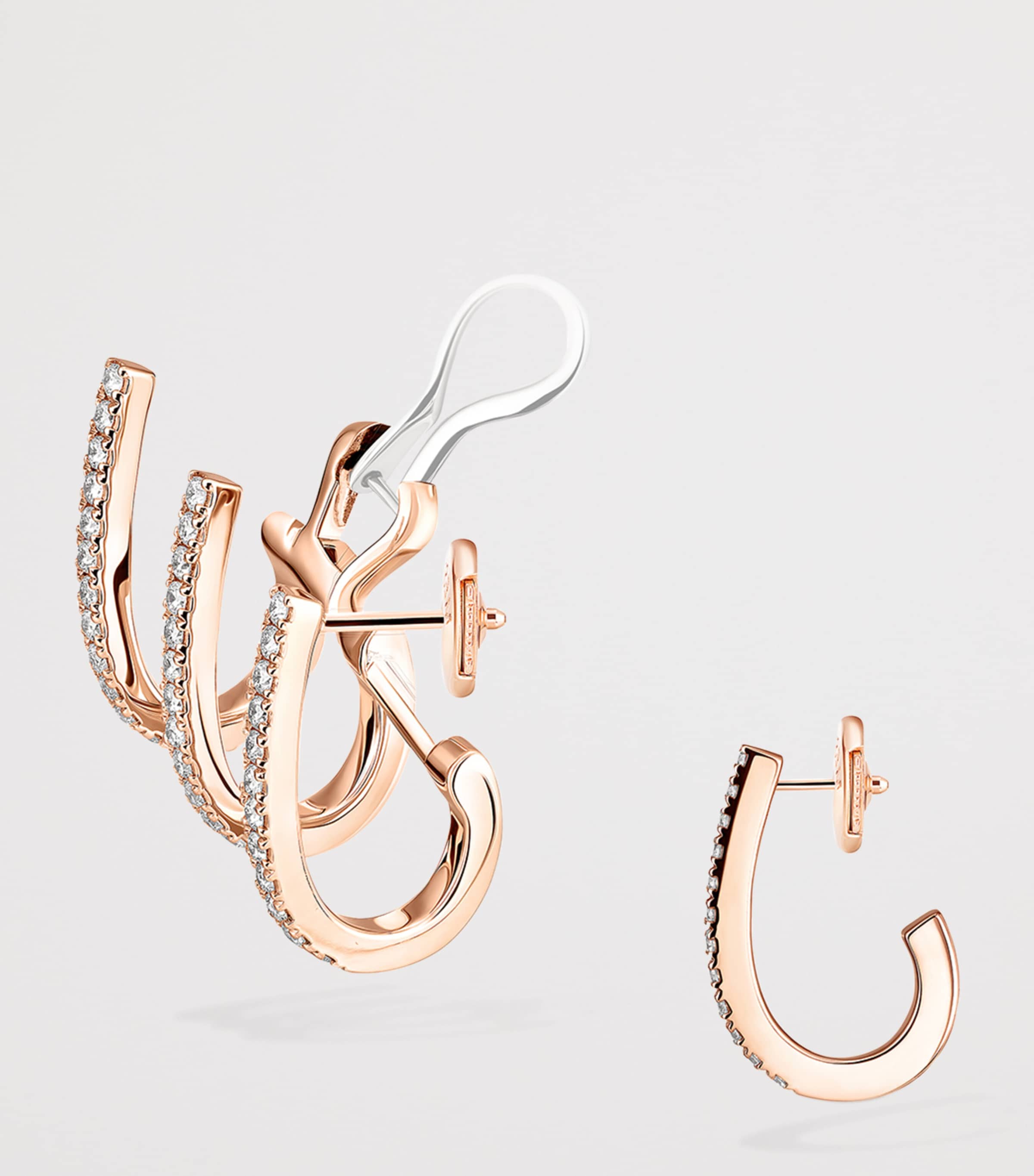 Messika Gatsby Pink Gold and Diamond Pavé Hoop Earrings (0.22ct) Pink Gold Image 3