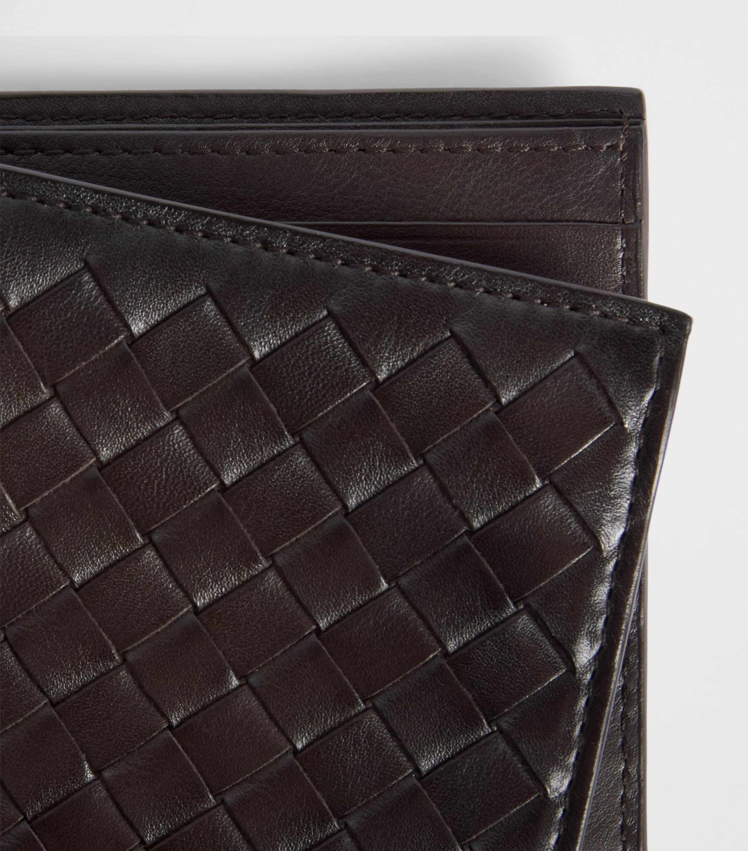 Officine Creative Leather Woven Boudin Bifold Wallet Moro Image 4