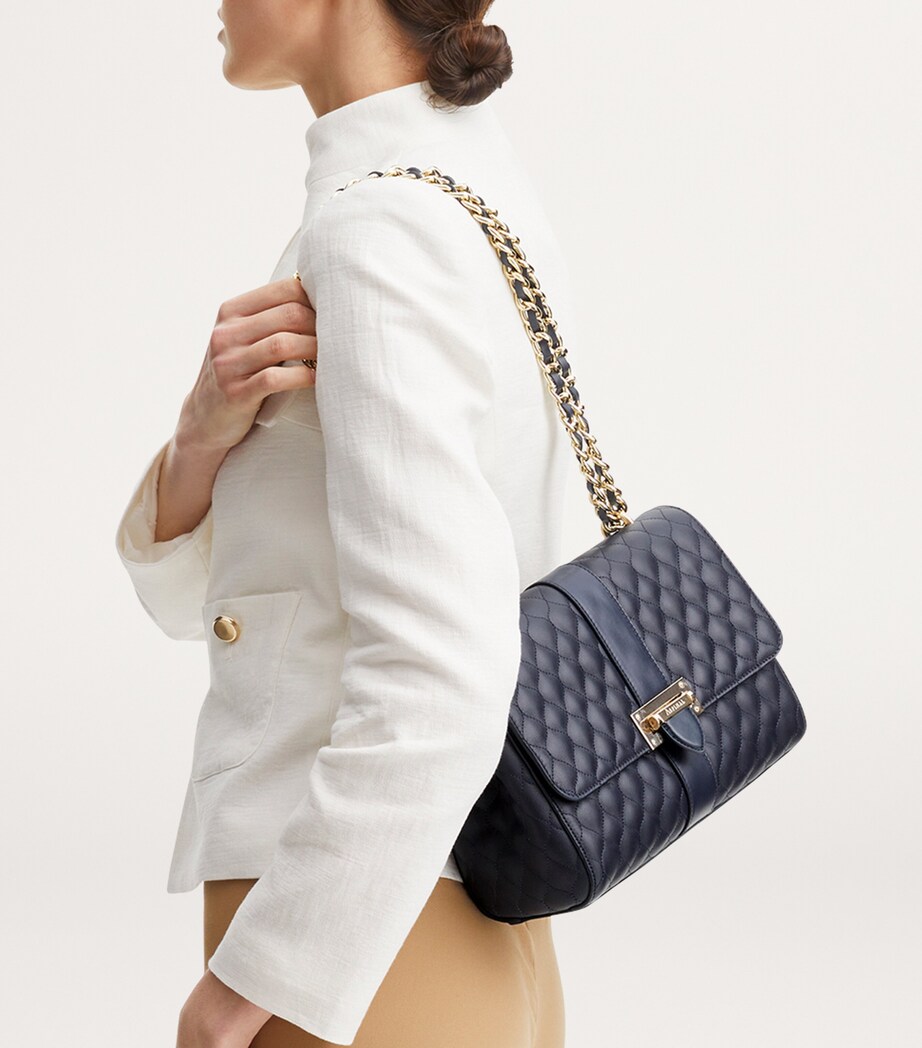 Aspinal Of London Large Leather Lottie Cross-Body Bag Navy Image 4
