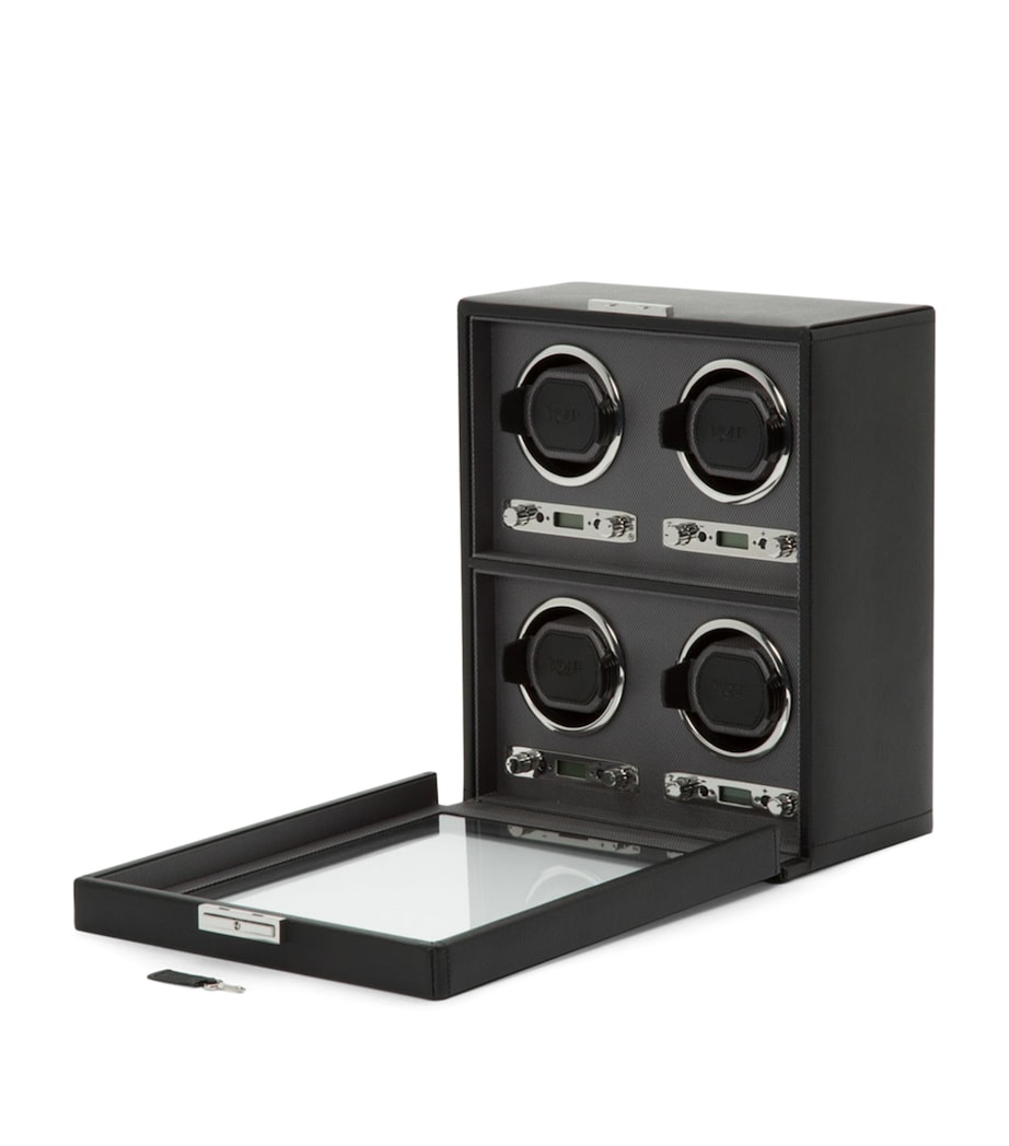 Vegan Leather Classic 4-Piece Watch Winder BLACK Image 3