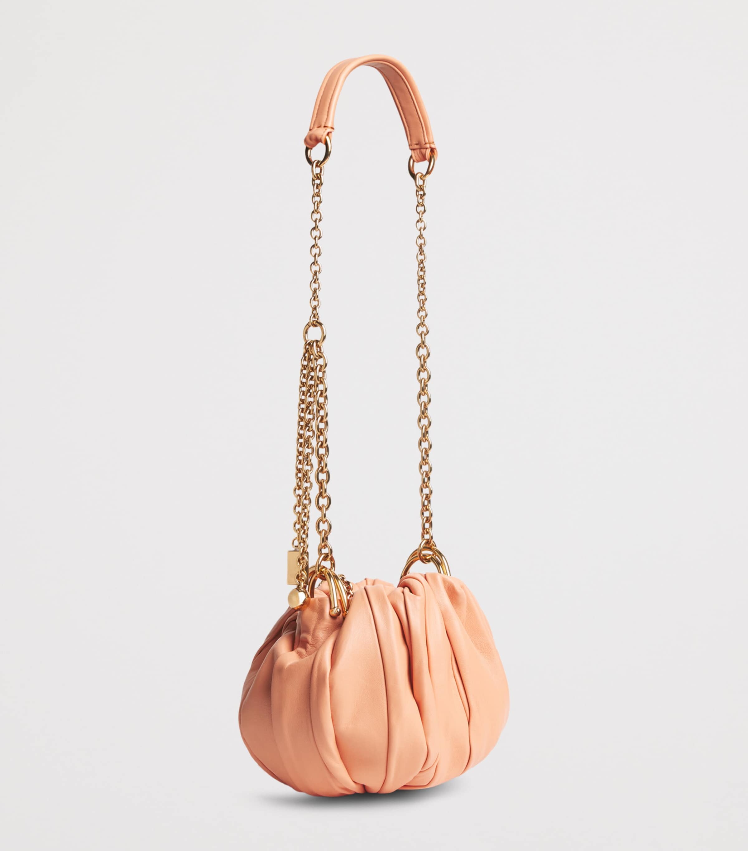 Chloé Leather Plissé Shoulder Bag Pastel Orange Image 2