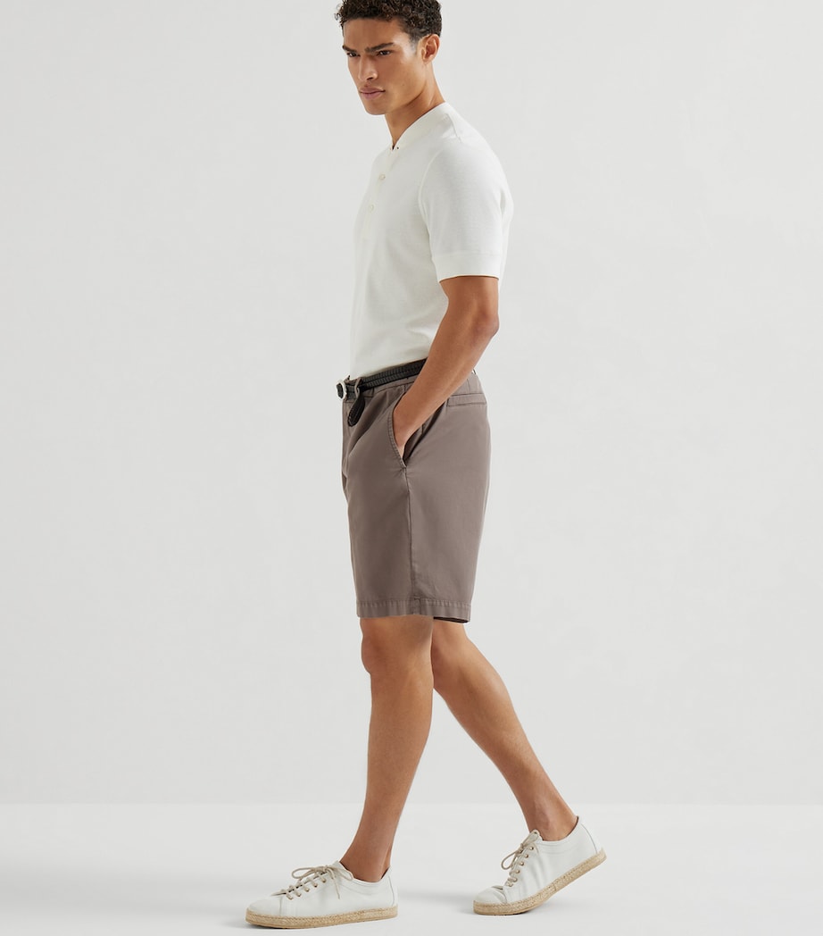Brunello Cucinelli Mens Garment-Dyed Cotton Gabardine Bermuda Shorts Image 4