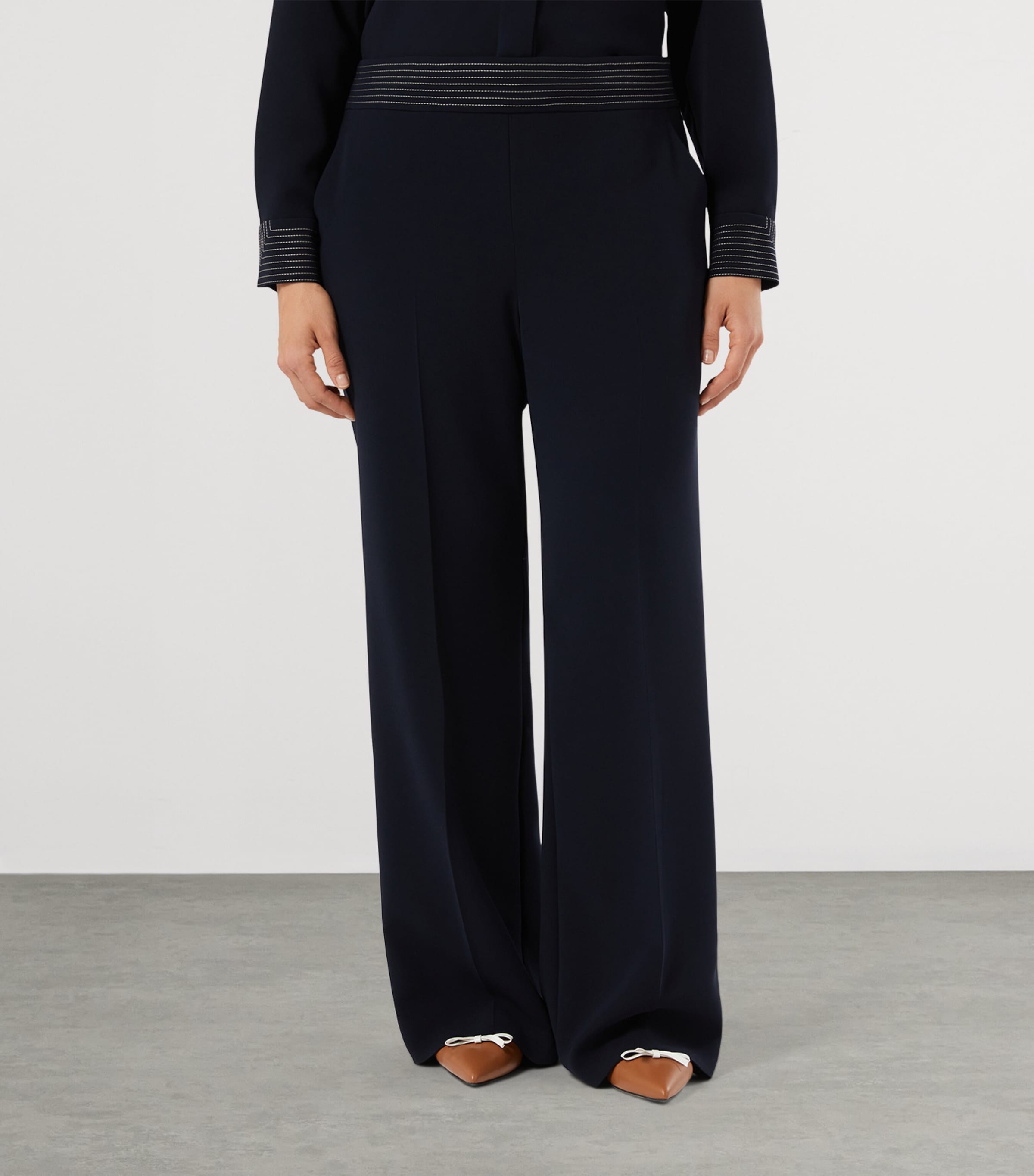 Marina Rinaldi Womens Cady Wide-Leg Trousers Midnightblue Image 2