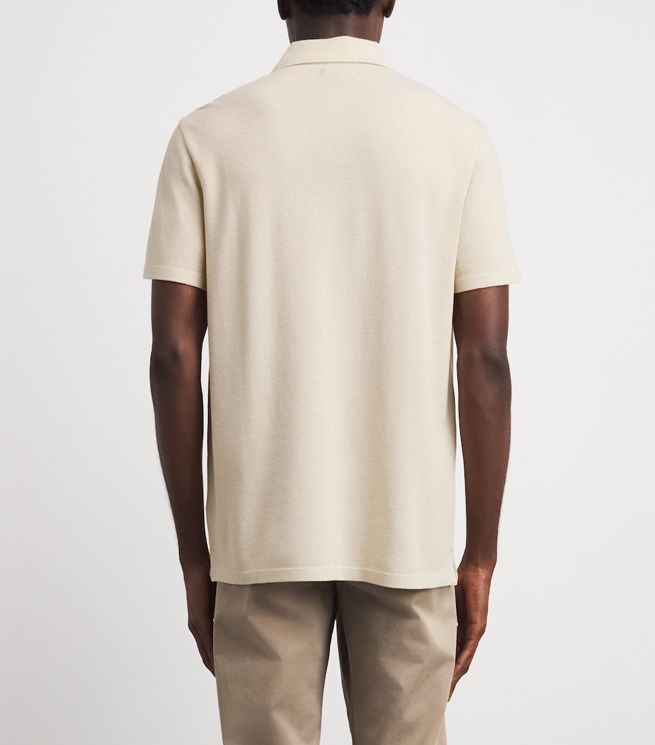 PAIGE Mens Cotton Demille Polo Shirt Pale Khaki Cmb Image 5