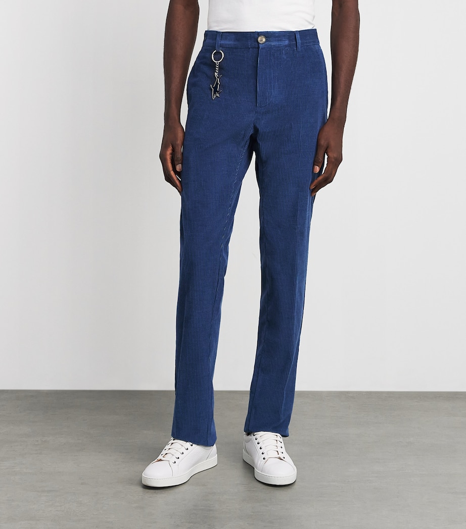 Paul & Shark Mens Cotton-Cashmere Corduroy Trousers Cadet Blu Image 4