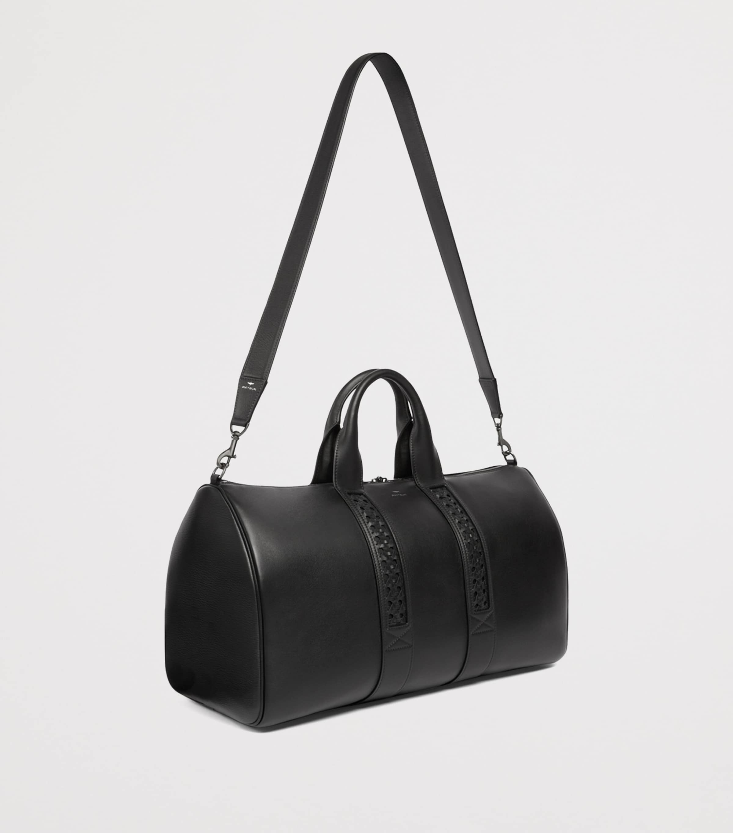 Leather Woven-Detail Holdall BLACK Image 2