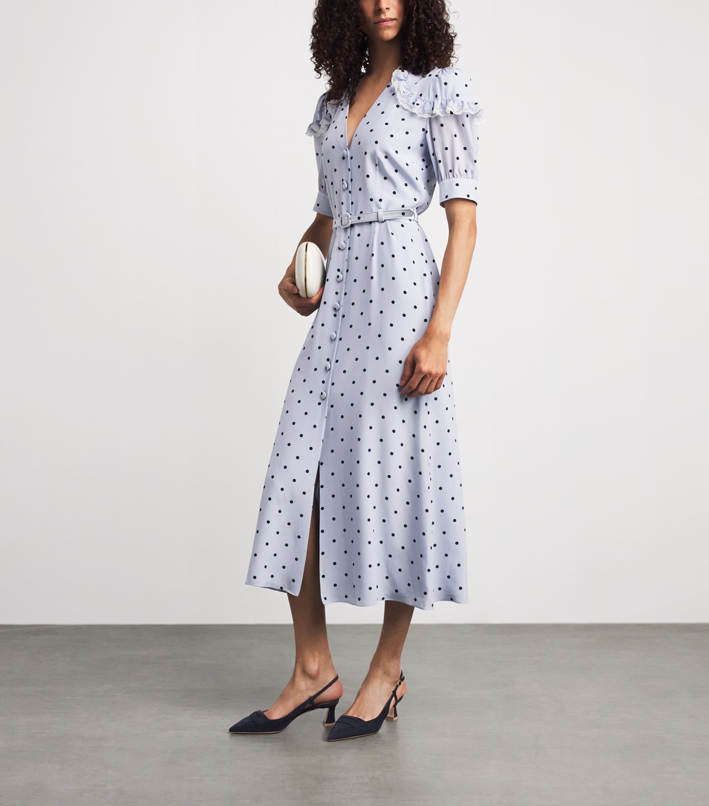 Malone Souliers x Harrods Suede Suze Slingback Pumps 45 Midnight Image 4