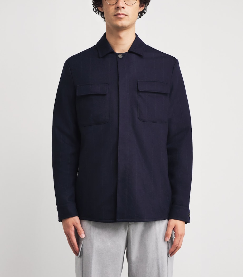 Wool Stripe Overshirt BLU Image 3